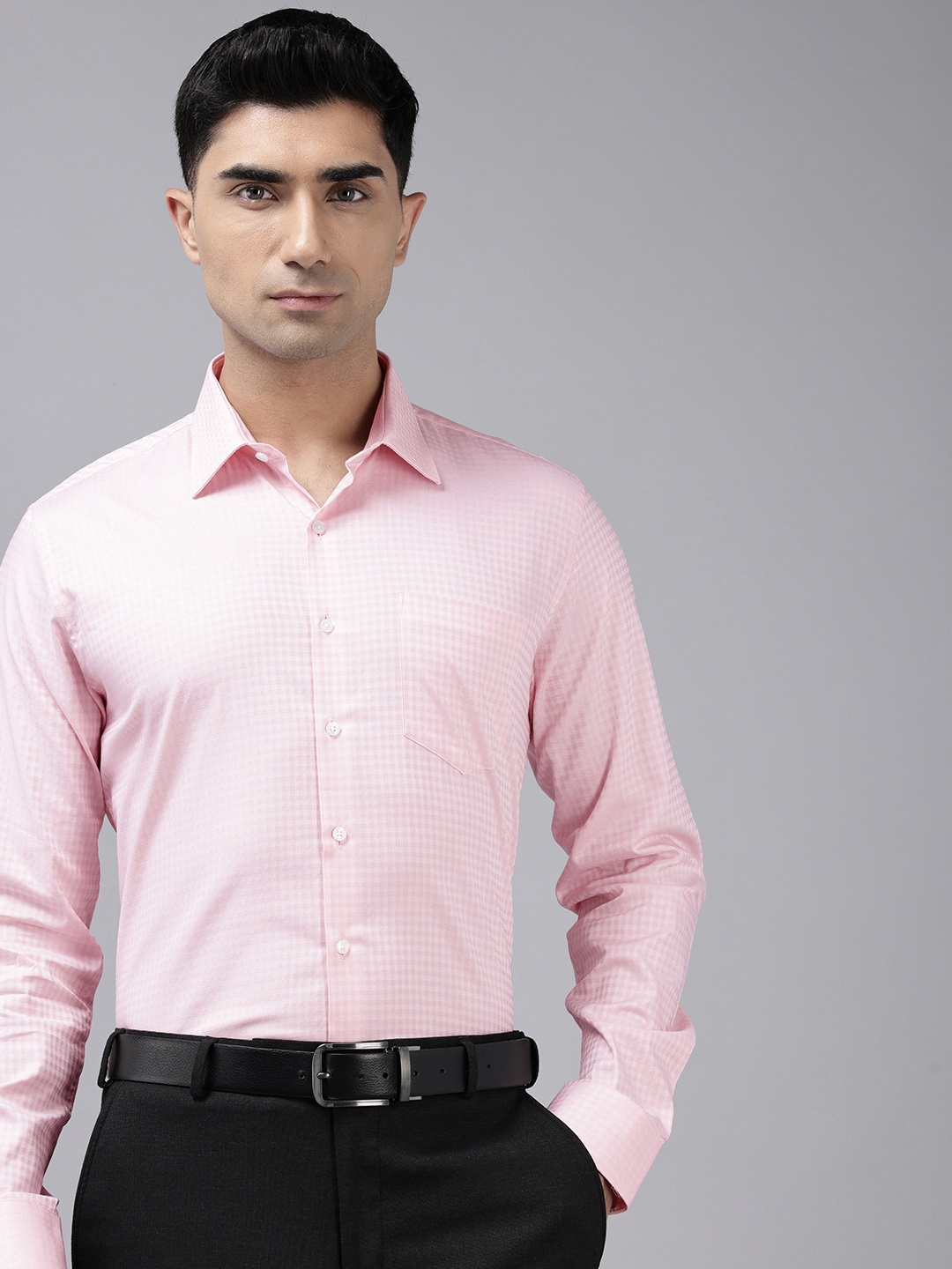 

Van Heusen Pure Cotton Self Design Slim Fit Textured Formal Shirt, Pink