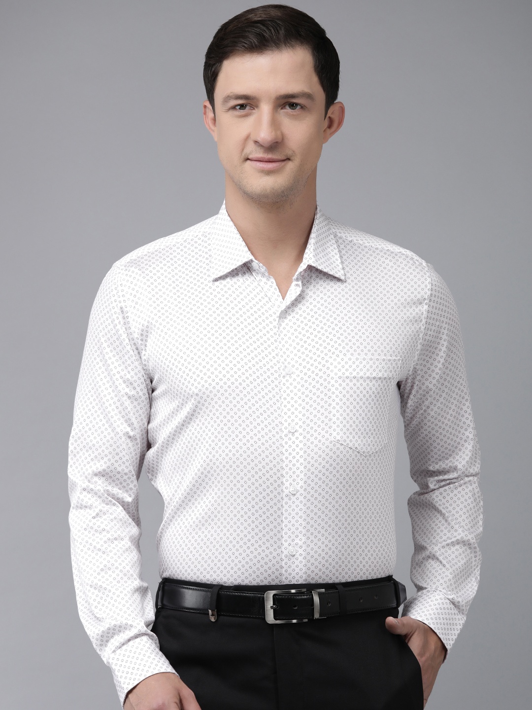 

Van Heusen Slim Fit Geometric Printed Pure Cotton Formal Shirt, White