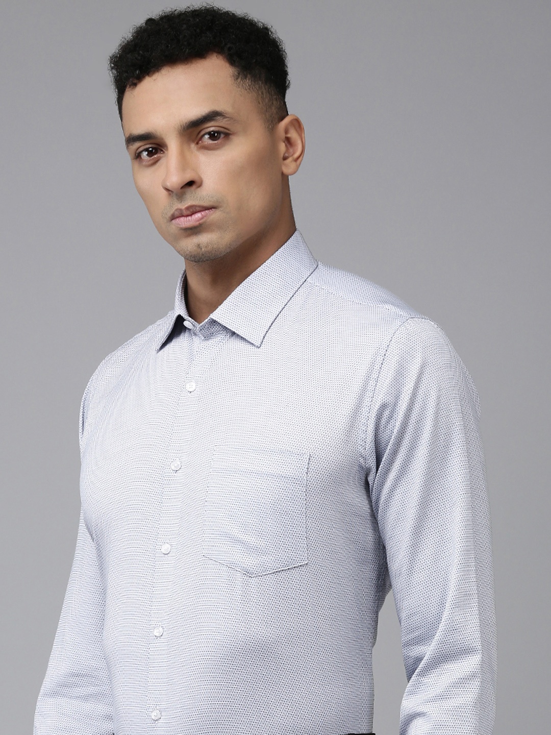 

Van Heusen Pure Cotton Textured Slim Fit Opaque Formal Shirt, Grey