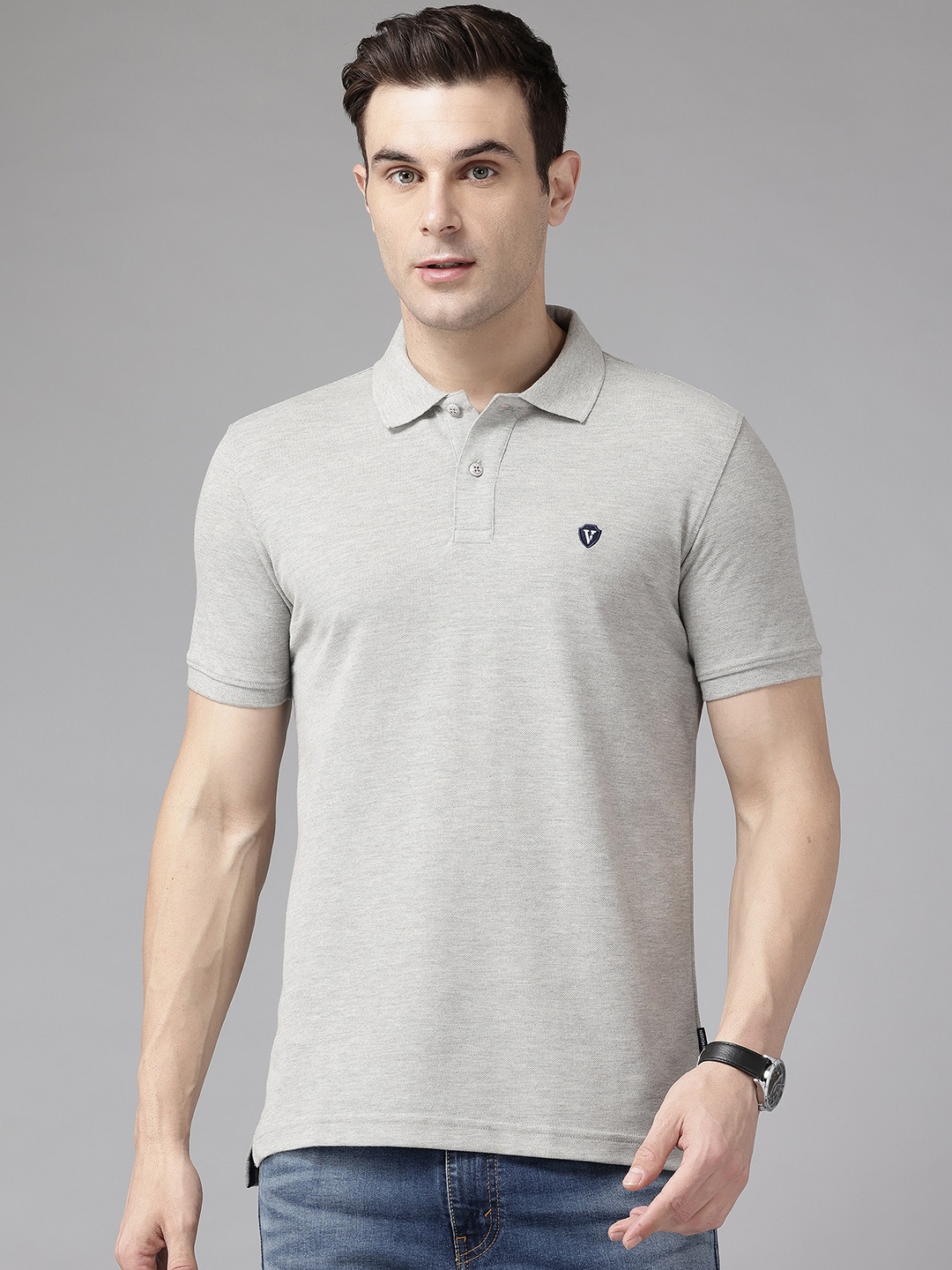 

Van Heusen Sport Polo Collar T-shirt, Grey melange
