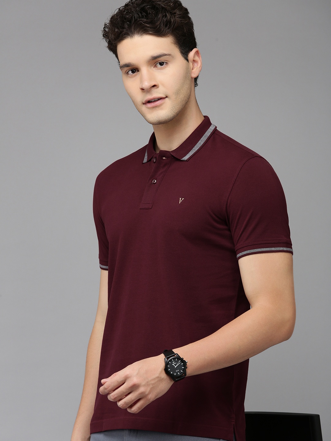 

Van Heusen Sport Slim Fit Pure Cotton Polo Collar T-shirt, Maroon