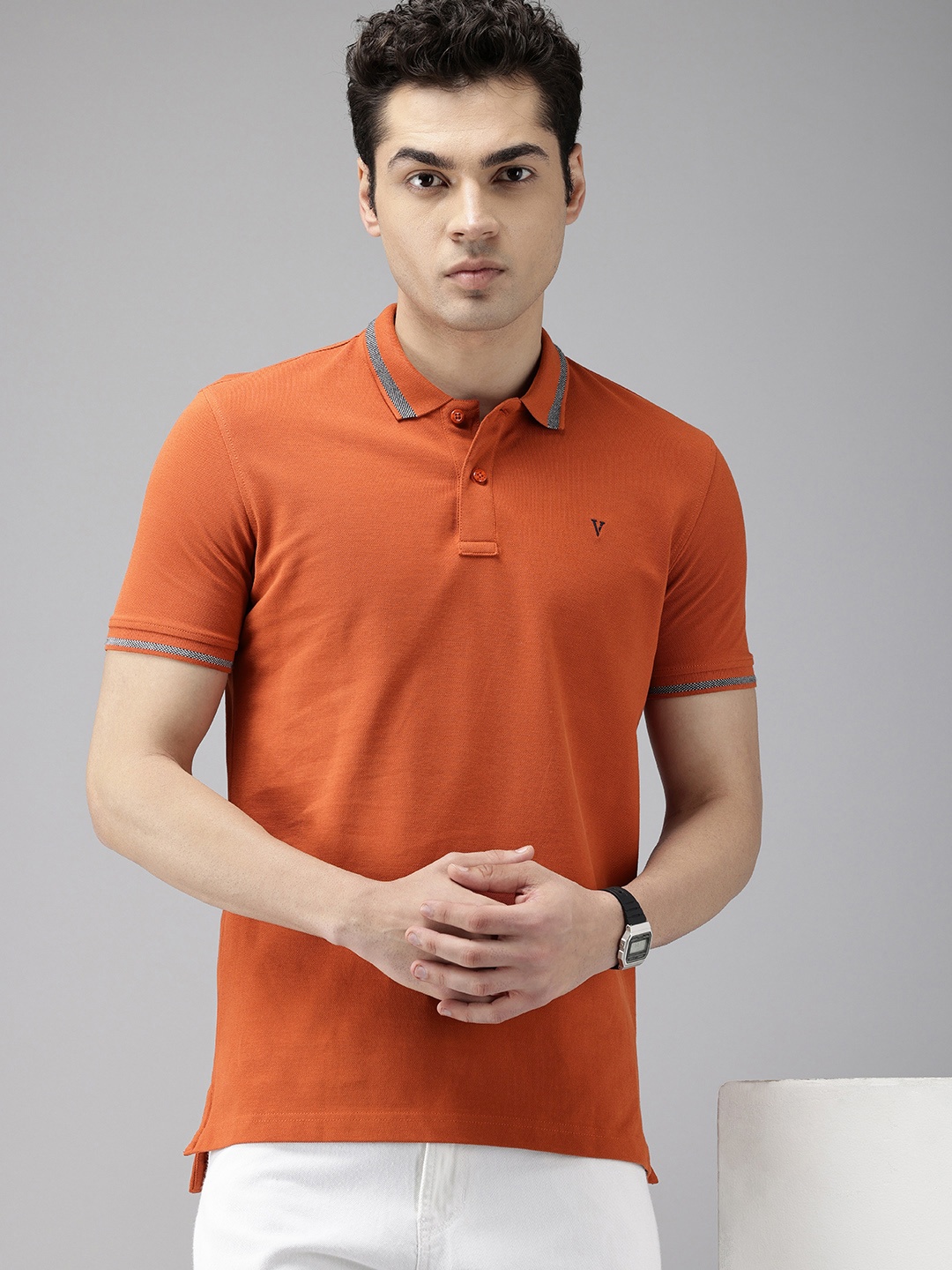 

Van Heusen Sport Polo Collar Pure Cotton Slim Fit T-shirt, Rust