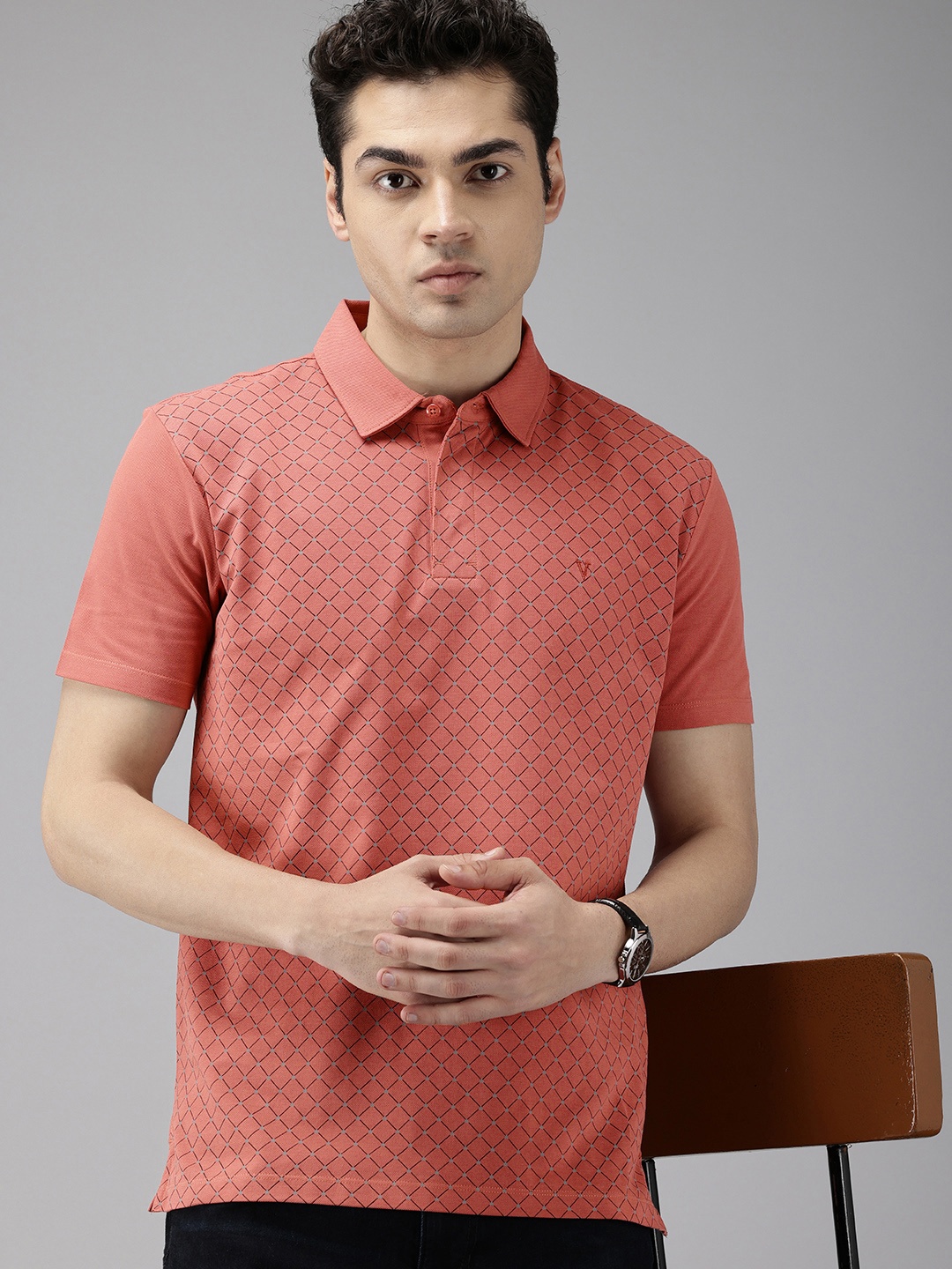 

Van Heusen Sport Printed Polo Collar Pure Cotton T-shirt, Rust