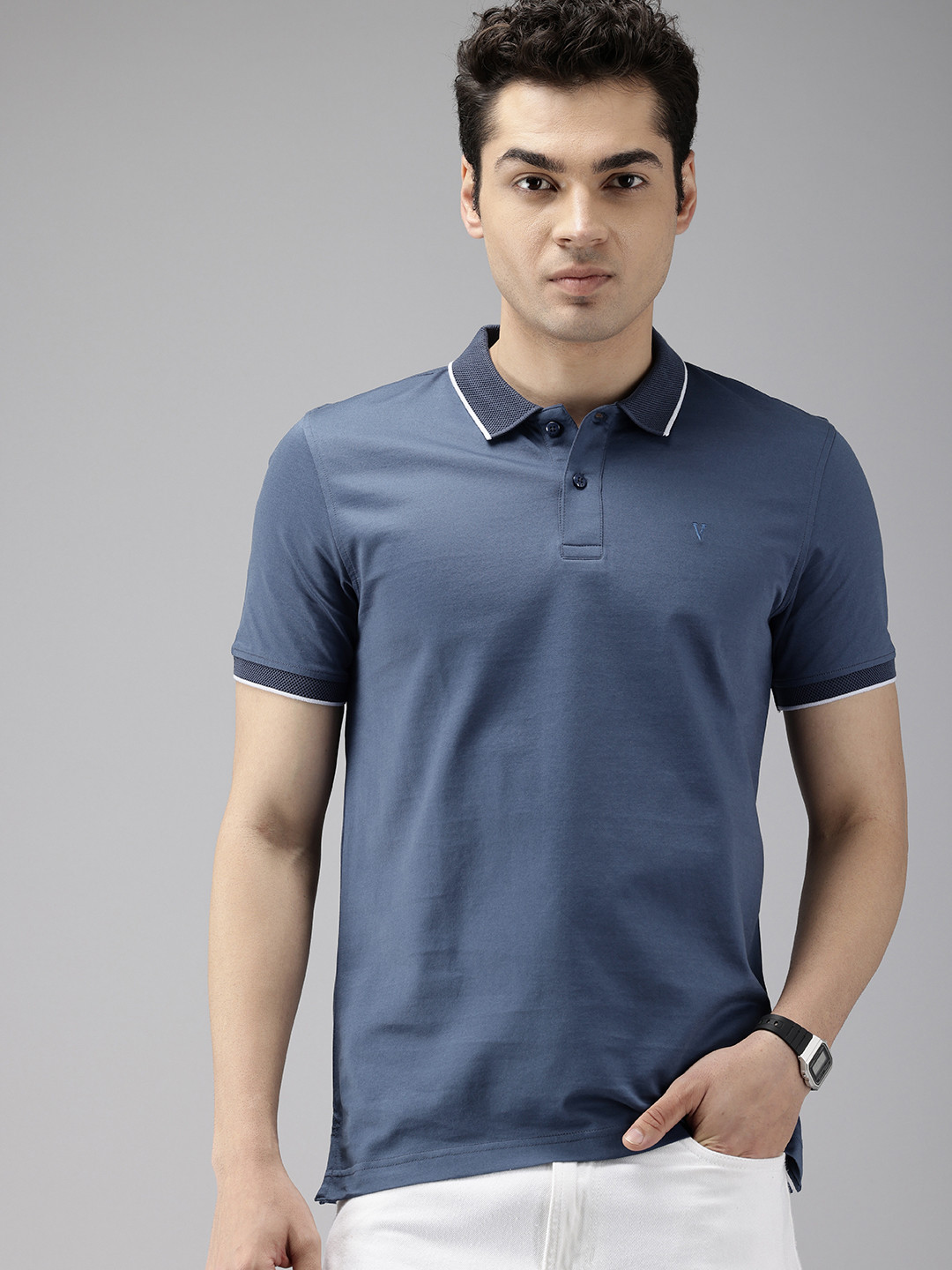 

Van Heusen Sport Polo Collar Pure Cotton Slim Fit T-shirt, Blue