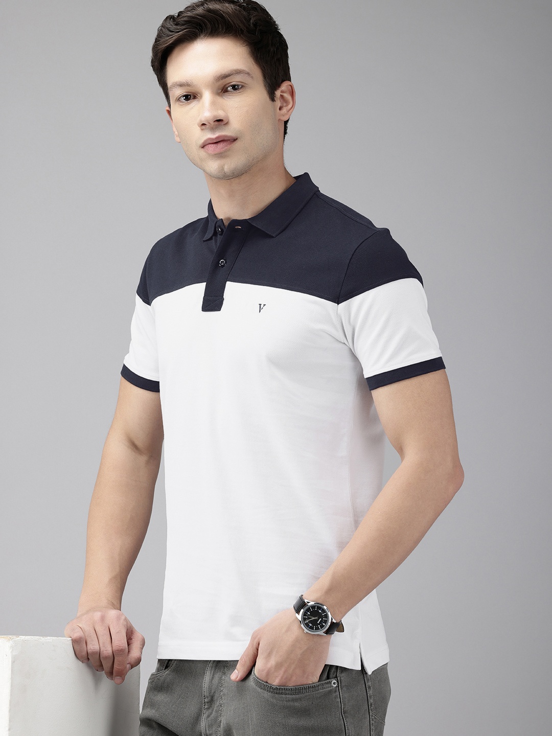 

Van Heusen Sport Colourblocked Polo Collar Pure Cotton T-shirt, White