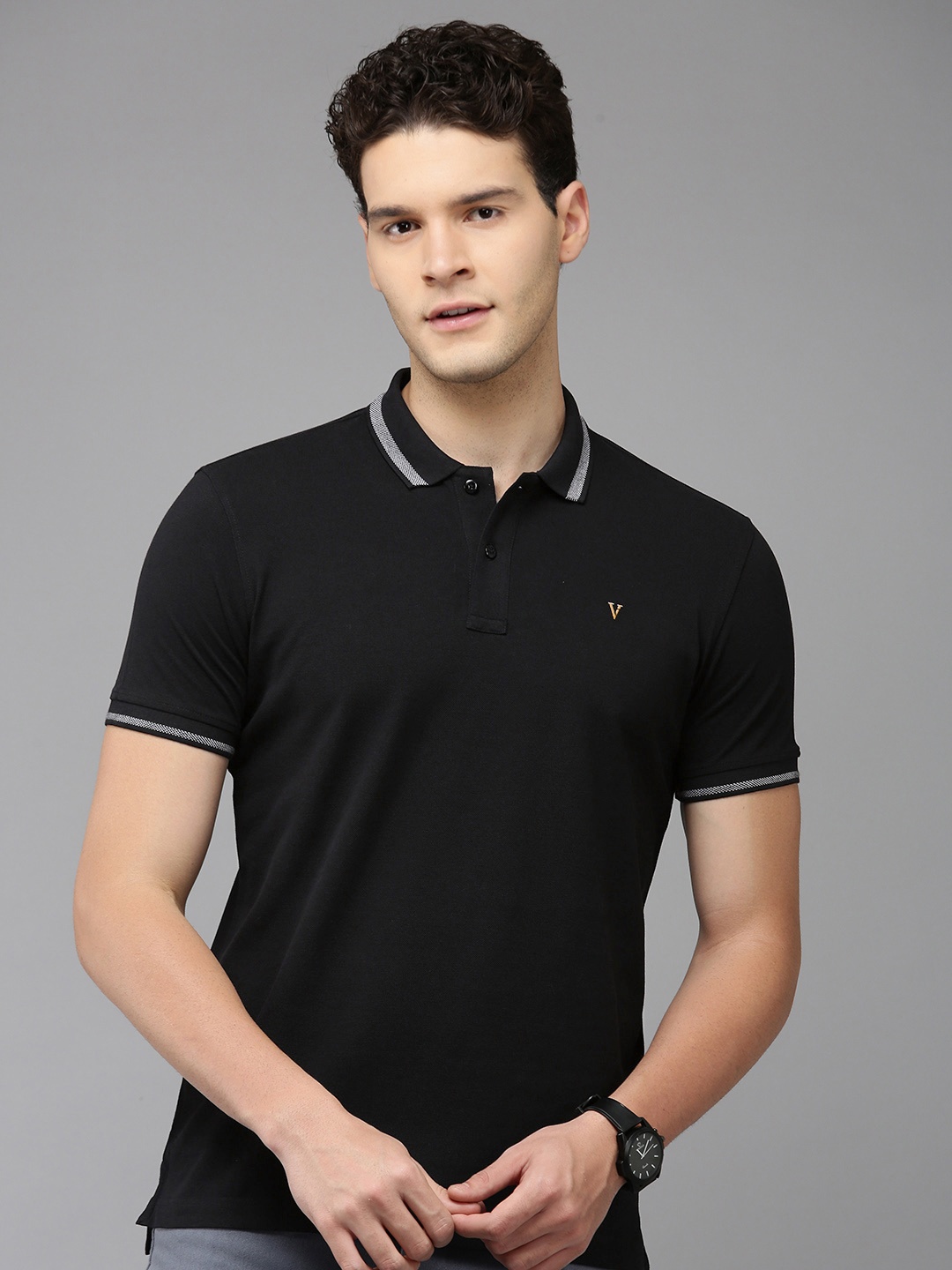 

Van Heusen Sport Slim Fit Pure Cotton Polo Collar T-shirt, Black