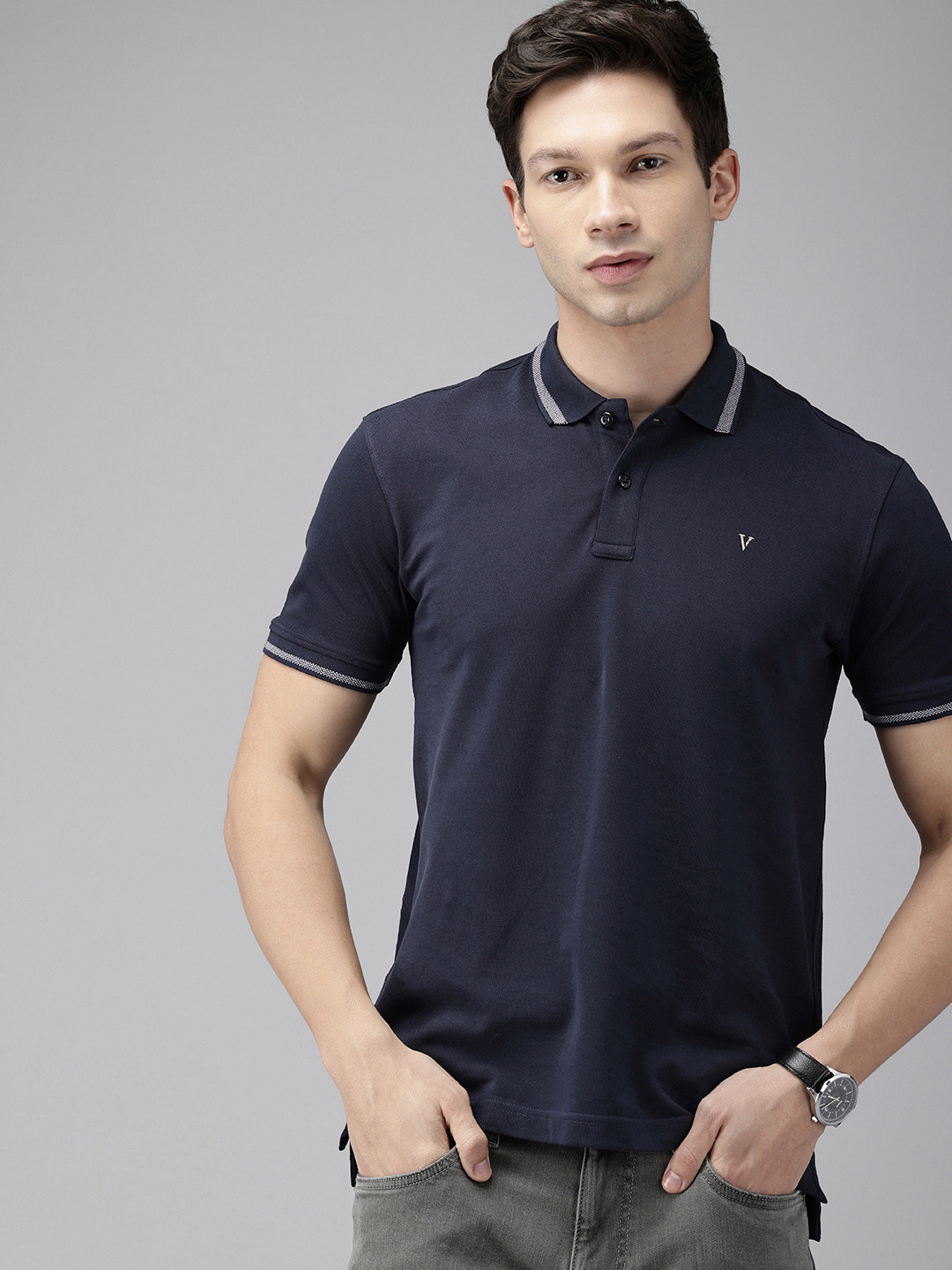 

Van Heusen Sport Polo Collar Pure Cotton T-shirt, Navy blue