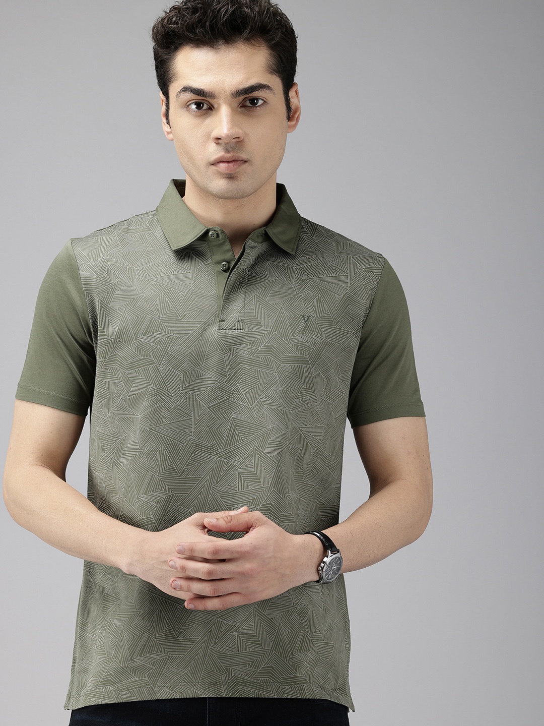 

Van Heusen Sport Printed Pure Cotton Slim Fit T-shirt, Green
