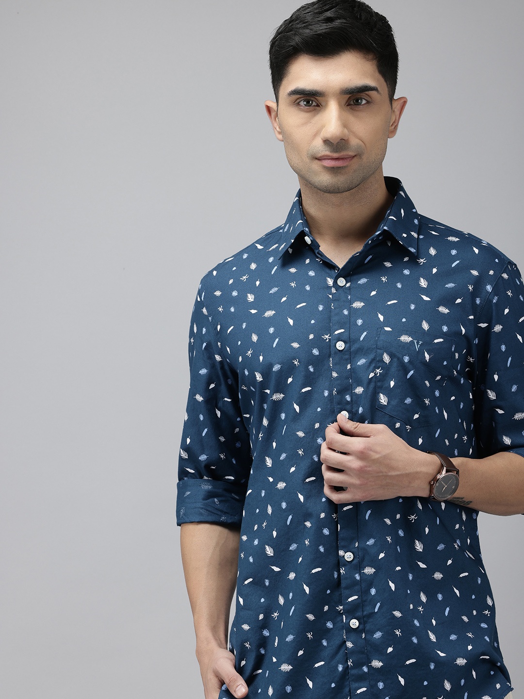 

Van Heusen Sport Pure Cotton Slim Fit Tropical Printed Casual Shirt, Teal