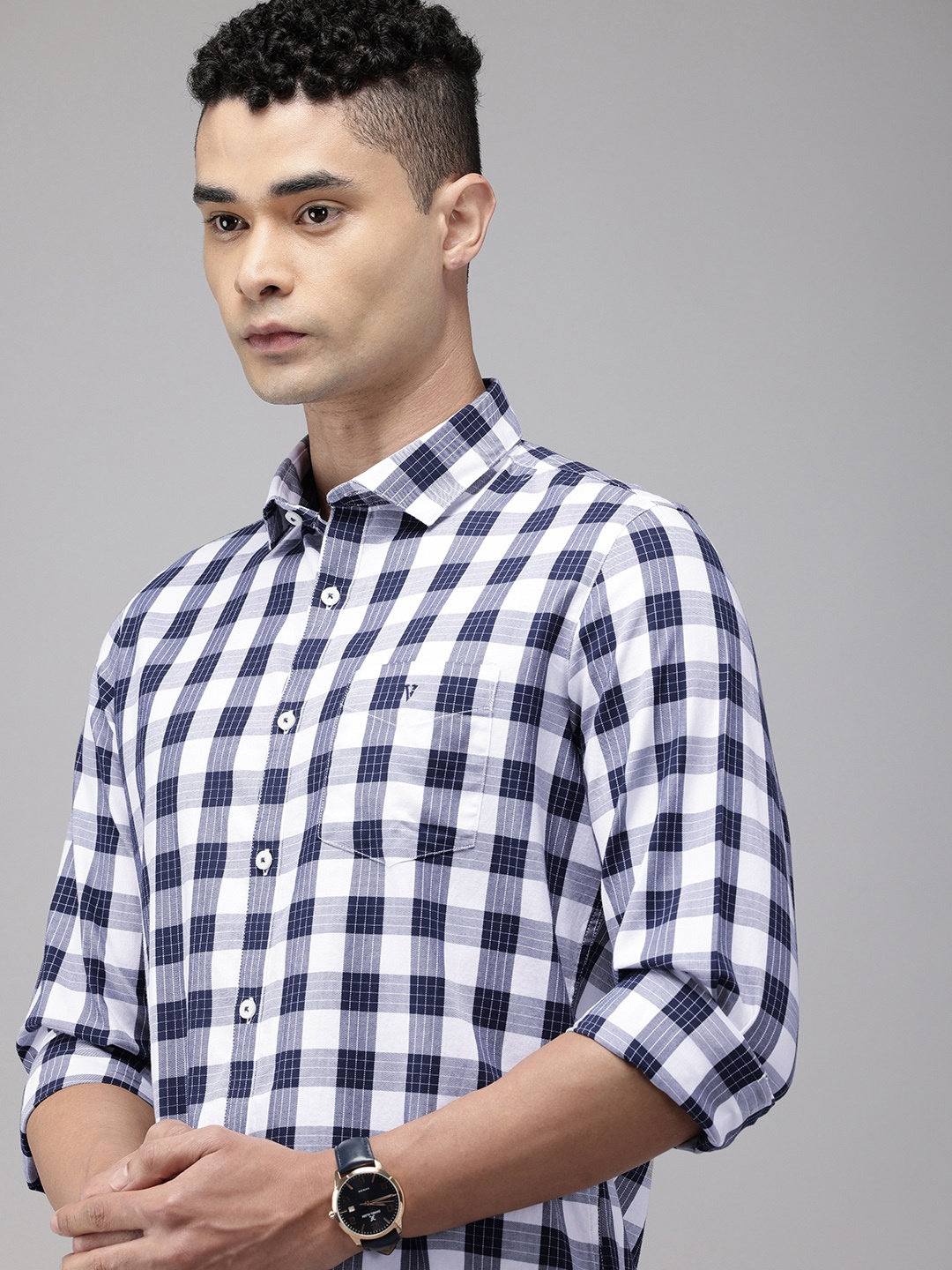 

Van Heusen Sport Pure Cotton Slim Fit Checked Casual Shirt, White