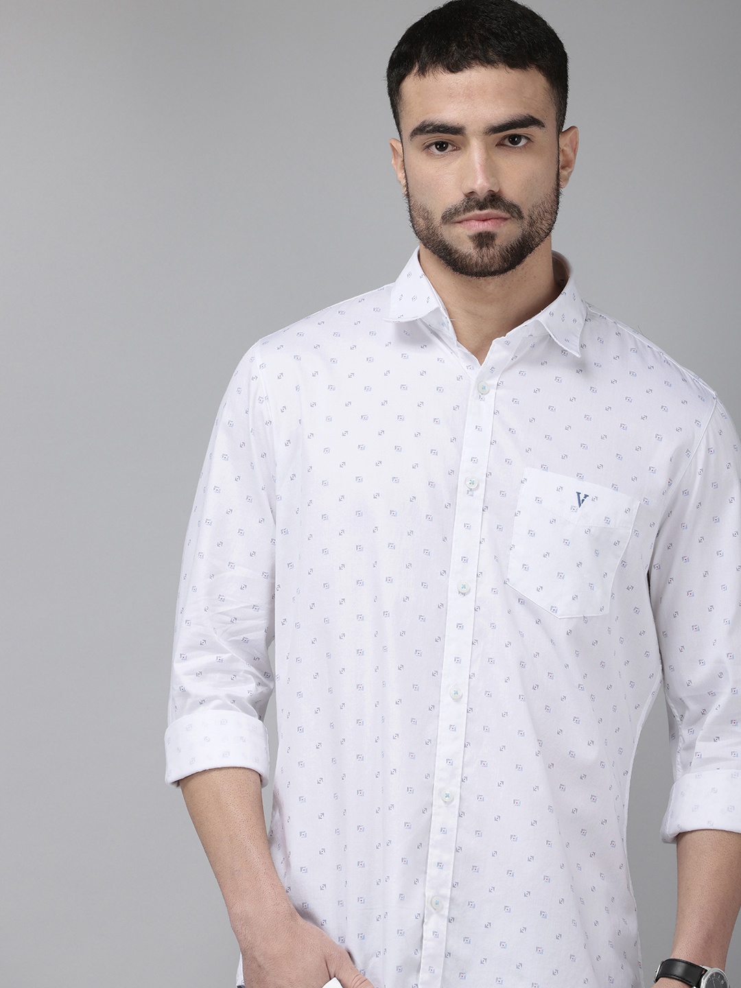 

Van Heusen Sport Pure Cotton Slim Fit Opaque Printed Casual Shirt, White