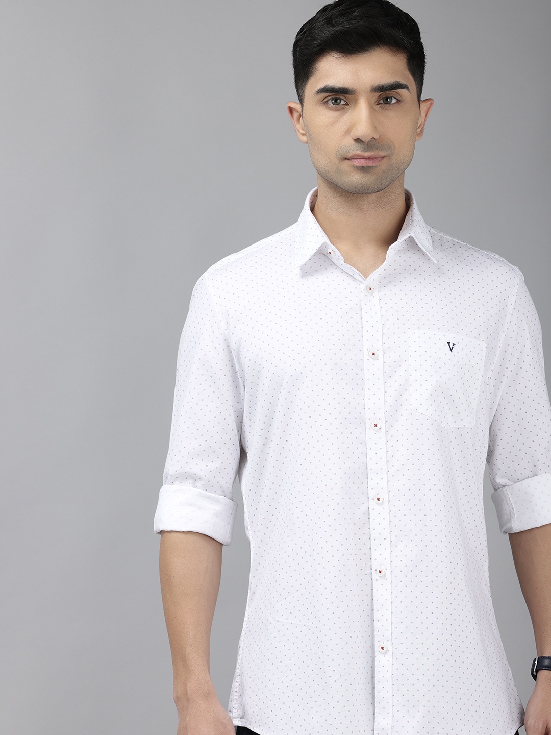 

Van Heusen Sport Pure Cotton Slim Fit Micro Ditsy Printed Casual Shirt, White