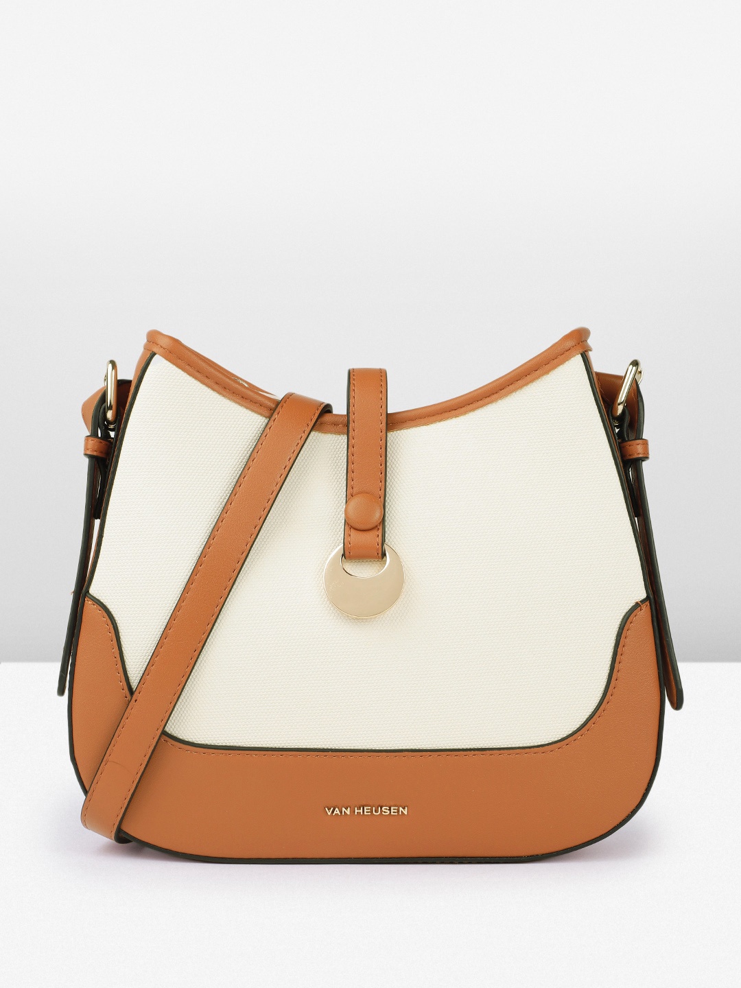 

Van Heusen Textured Structured Sling Bag, Beige