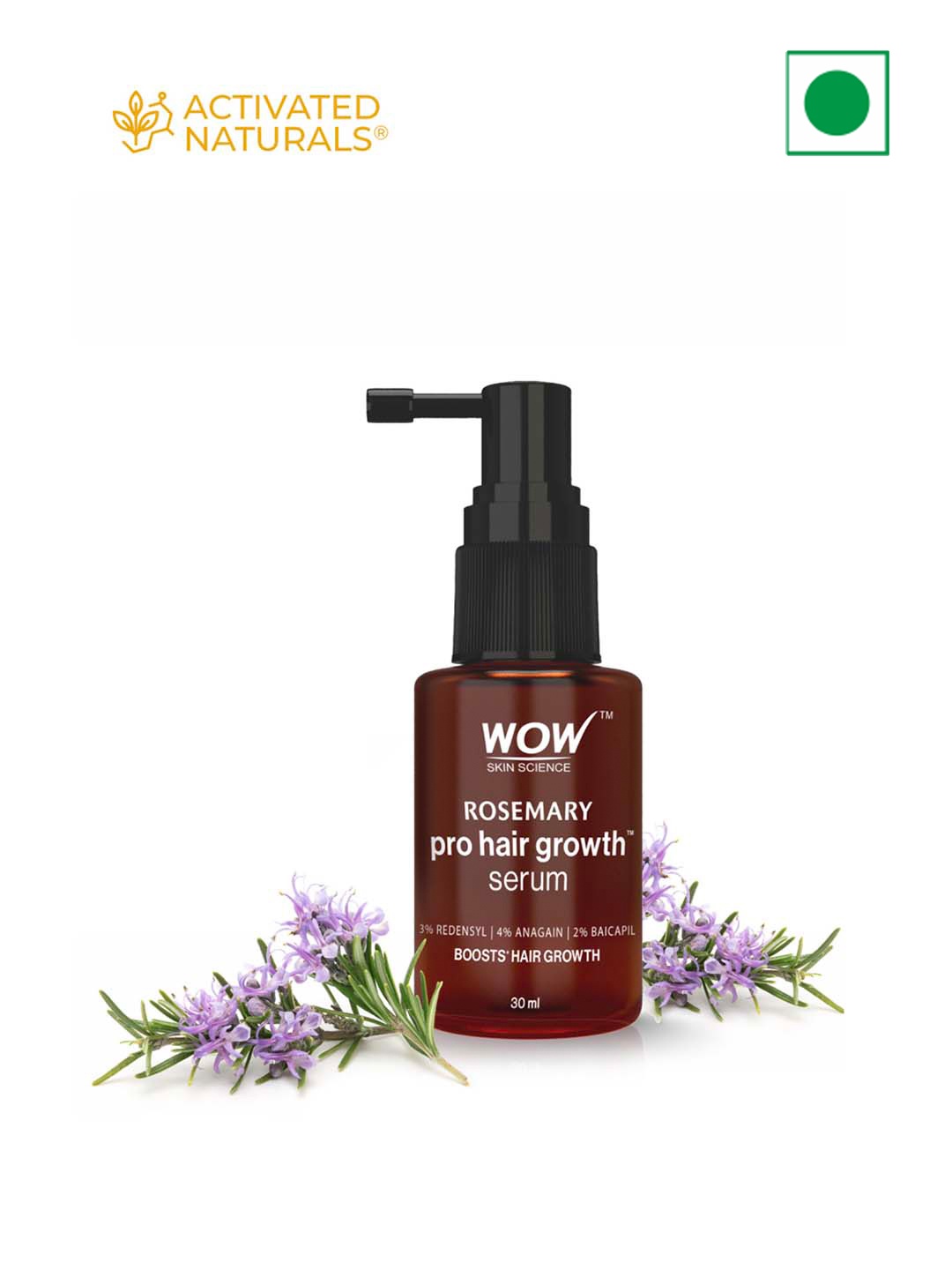 

WOW SKIN SCIENCE Non Greasy Rosemary Pro Hair Growth Serum - 30ml, Brown