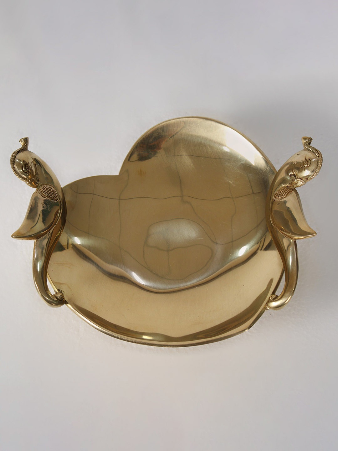 

Exotic India Brass Double Parrot Heart Shaped Tray, Gold