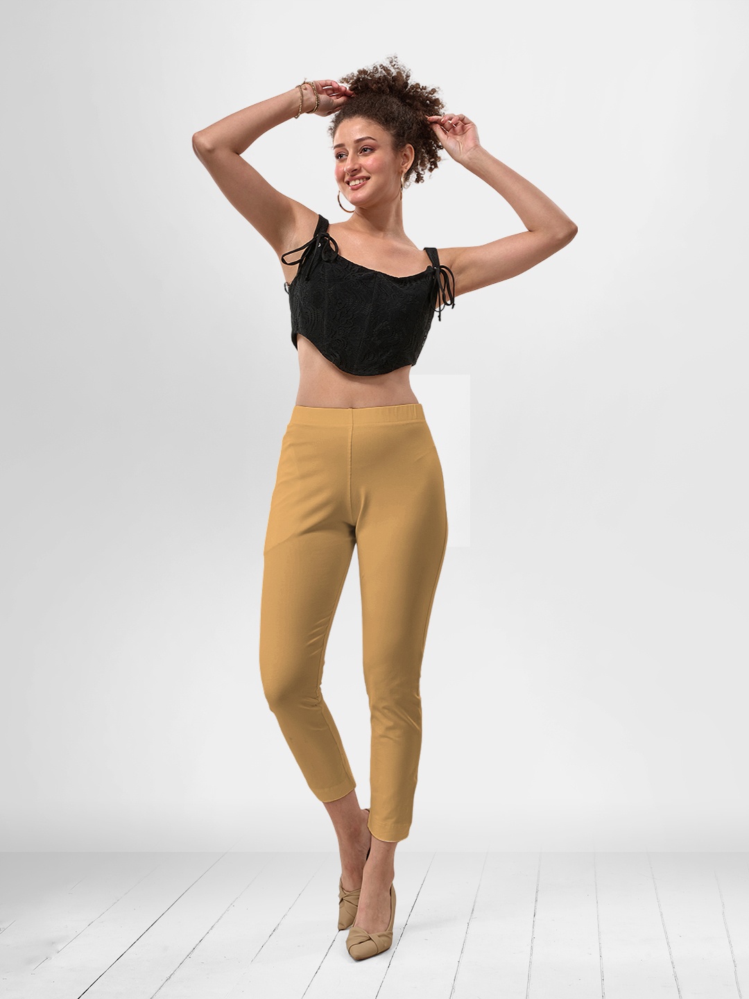 

LYRA Women Relaxed Straight Leg Straight Fit Trousers, Mustard