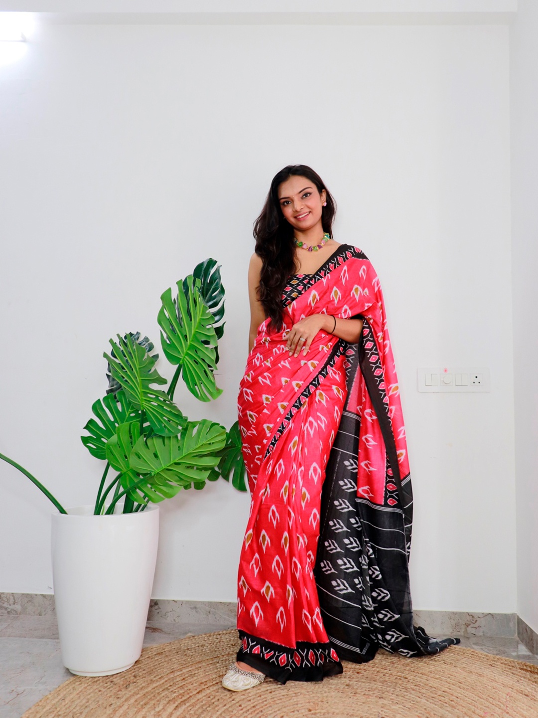 

Anouk Printed Ethnic Motifs Pure Cotton Bagru Saree, Pink