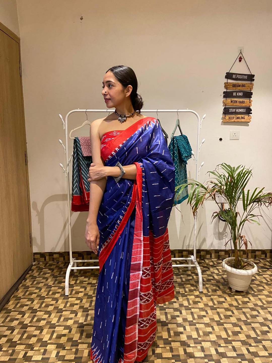

Anouk Printed Abstract Pure Cotton Bagru Saree, Blue