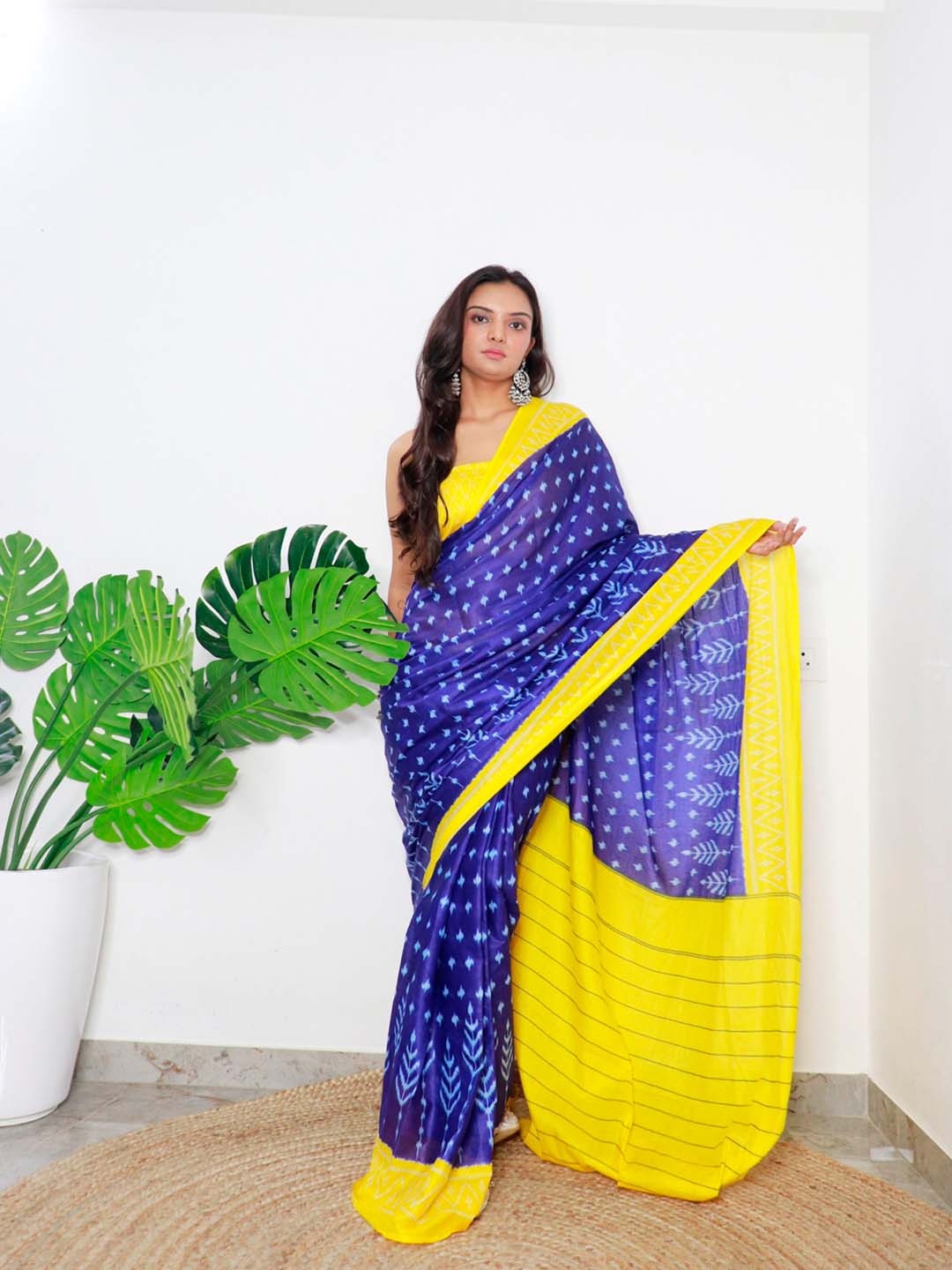 

Anouk Ethnic Motifs Pure Cotton Bagru Saree, Blue