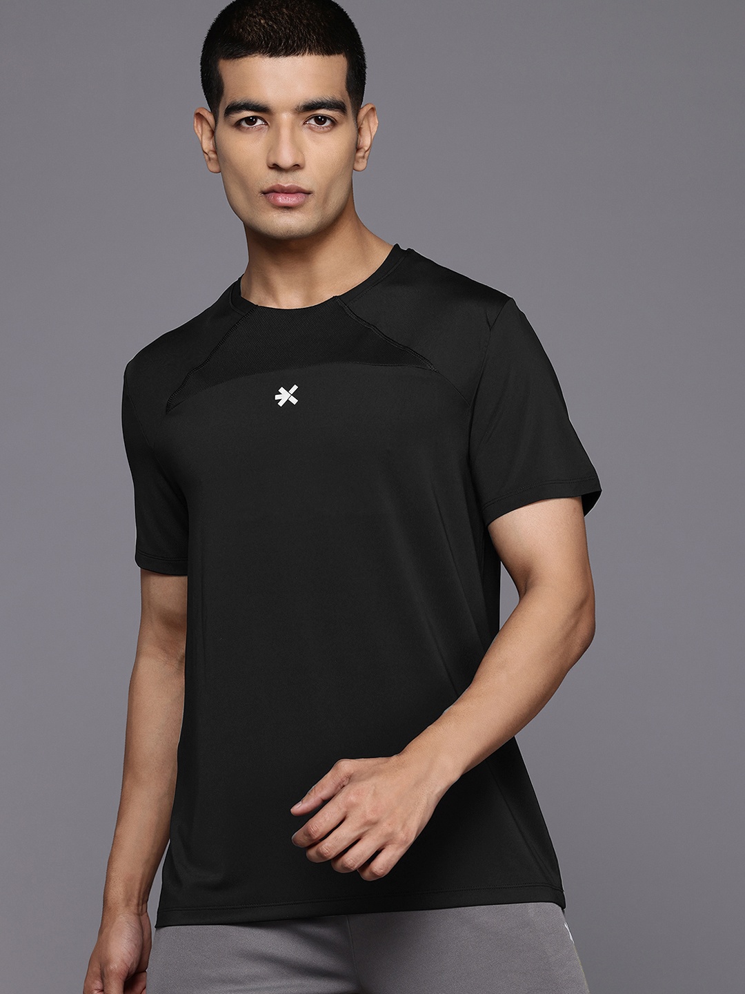 

HRX by Hrithik Roshan Brand Logo Printed Rapid Dry T-shirt, Black