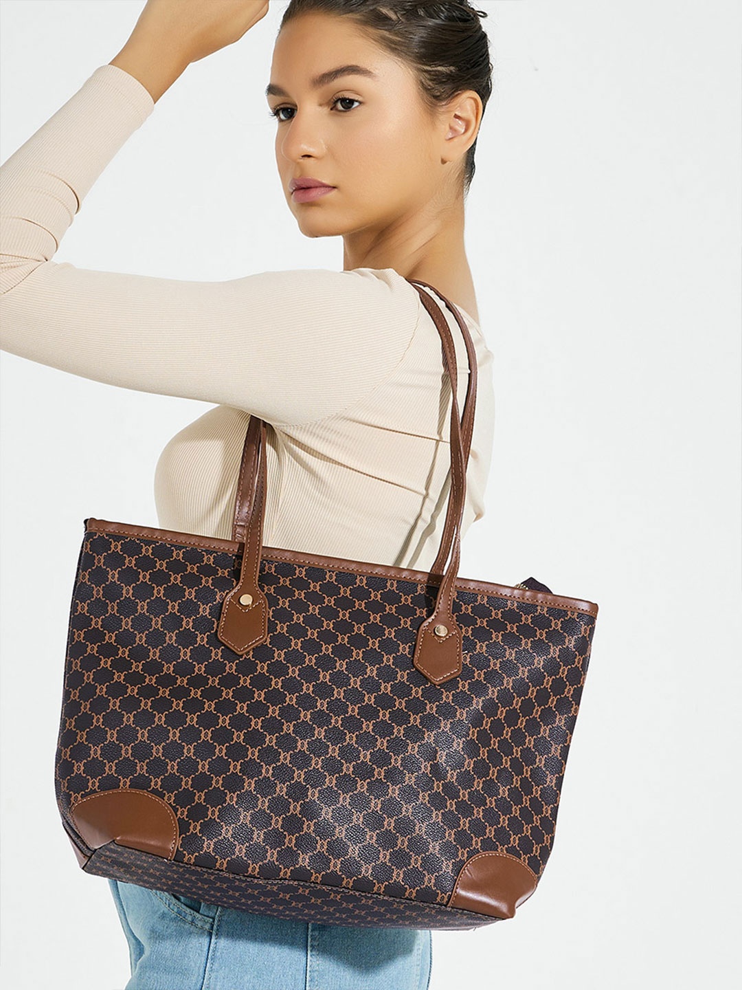 

Styli Women Printed Shoulder Bag, Brown