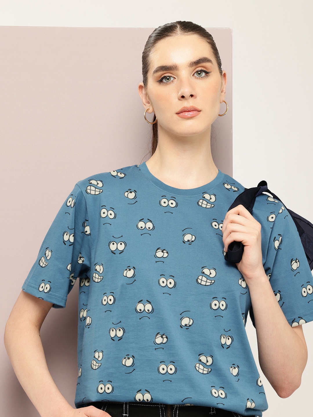 

DILLINGER Printed Oversized Super Combed Cotton T-shirt, Teal