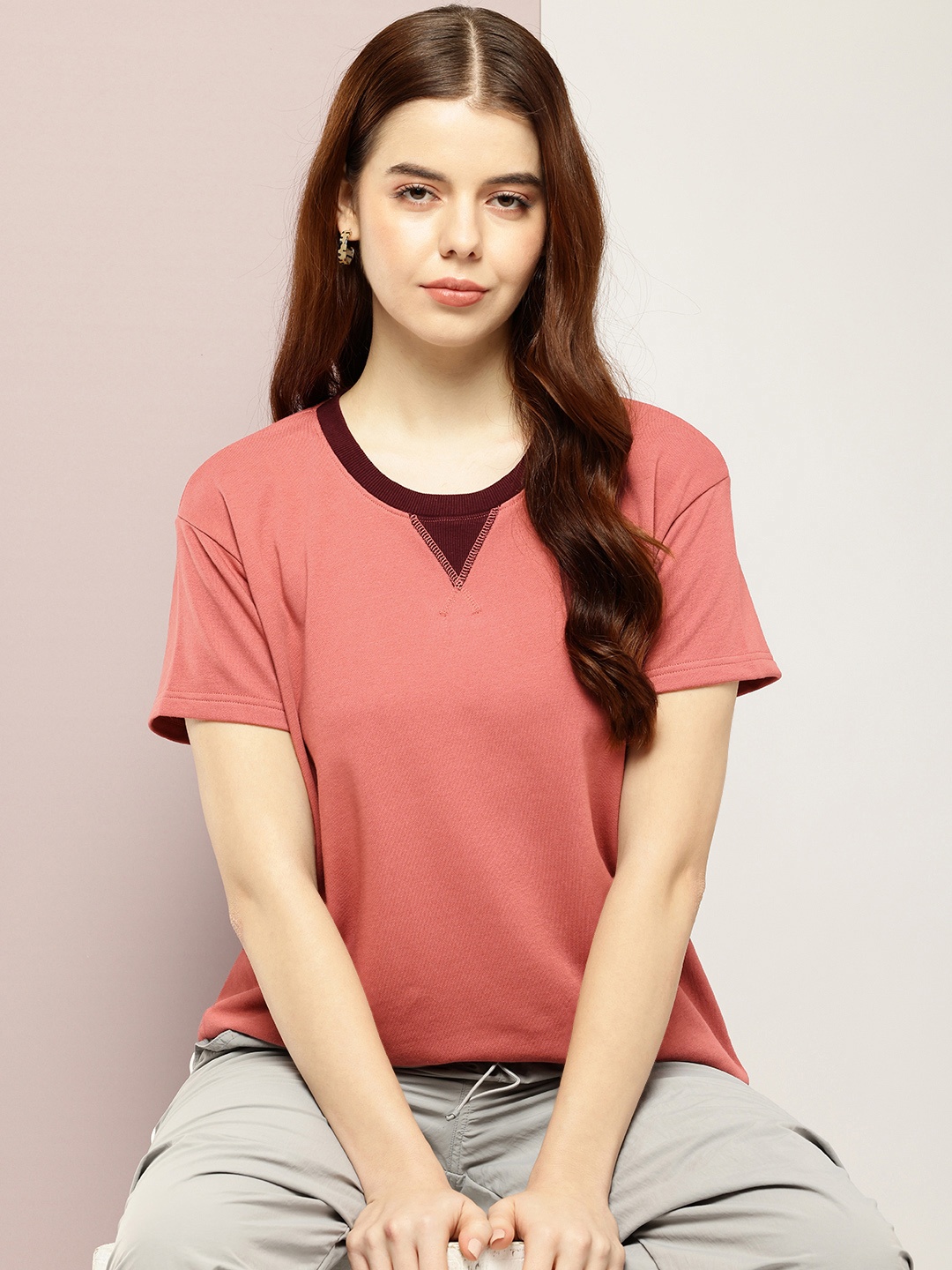 

DILLINGER Boxy Pure Cotton T-shirt, Mauve
