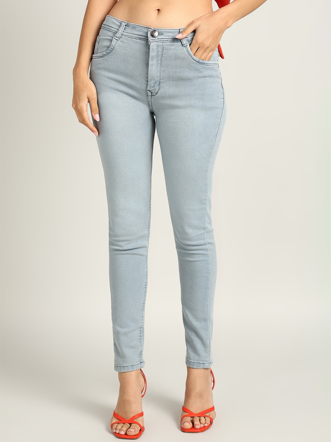 

Nifty Women Plus Size Skinny Fit High-Rise Light Fade Stretchable Jeans, Grey