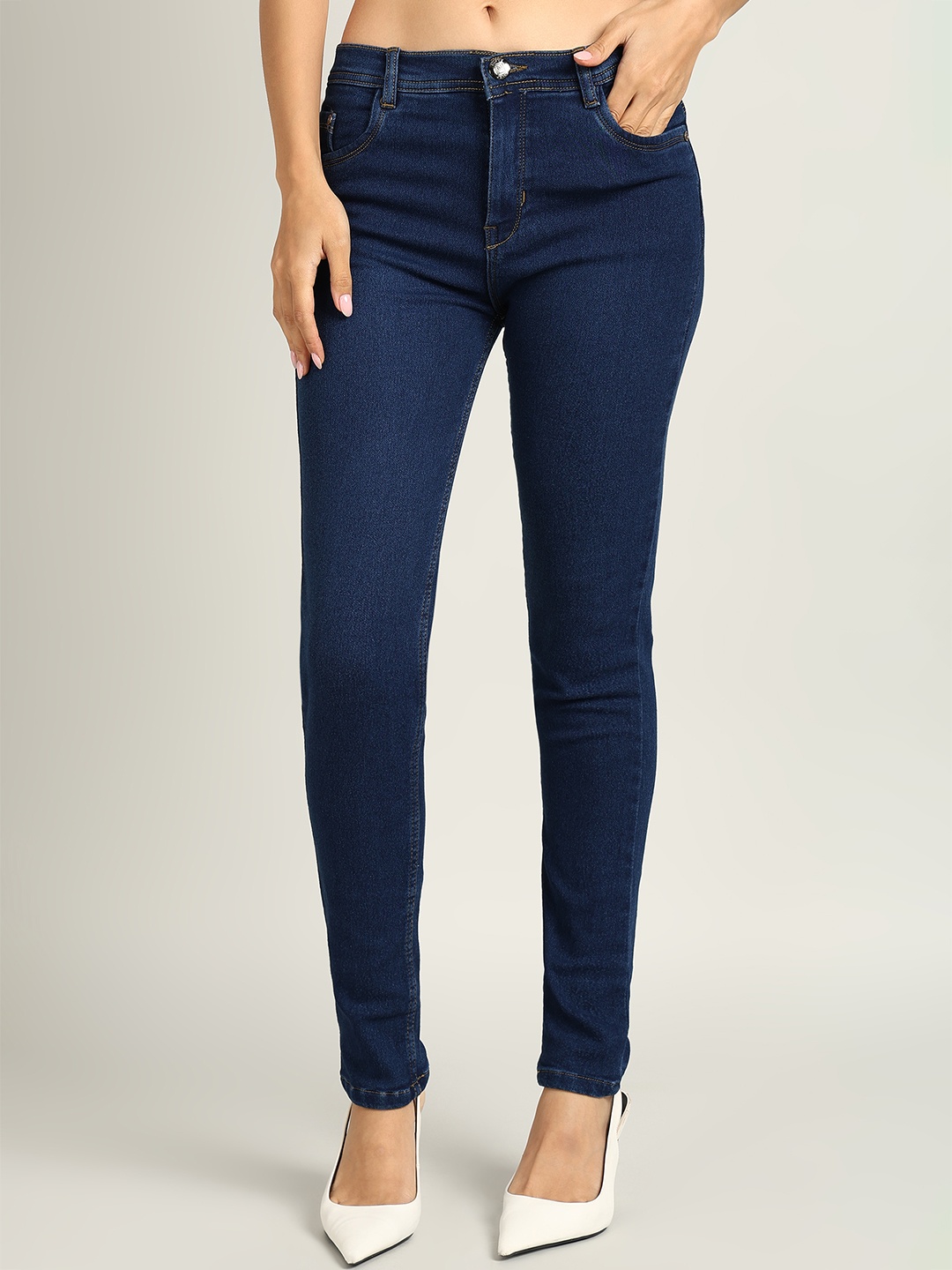 Nifty Women Plus Size Skinny Fit High-Rise Stretchable Jeans, Blue