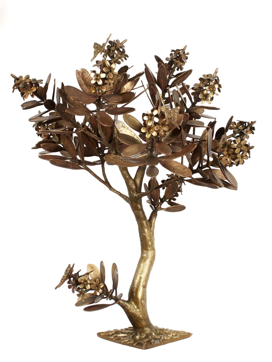

Exotic India Gold-Toned Brass Flower Tree with Butterflies Showpiece