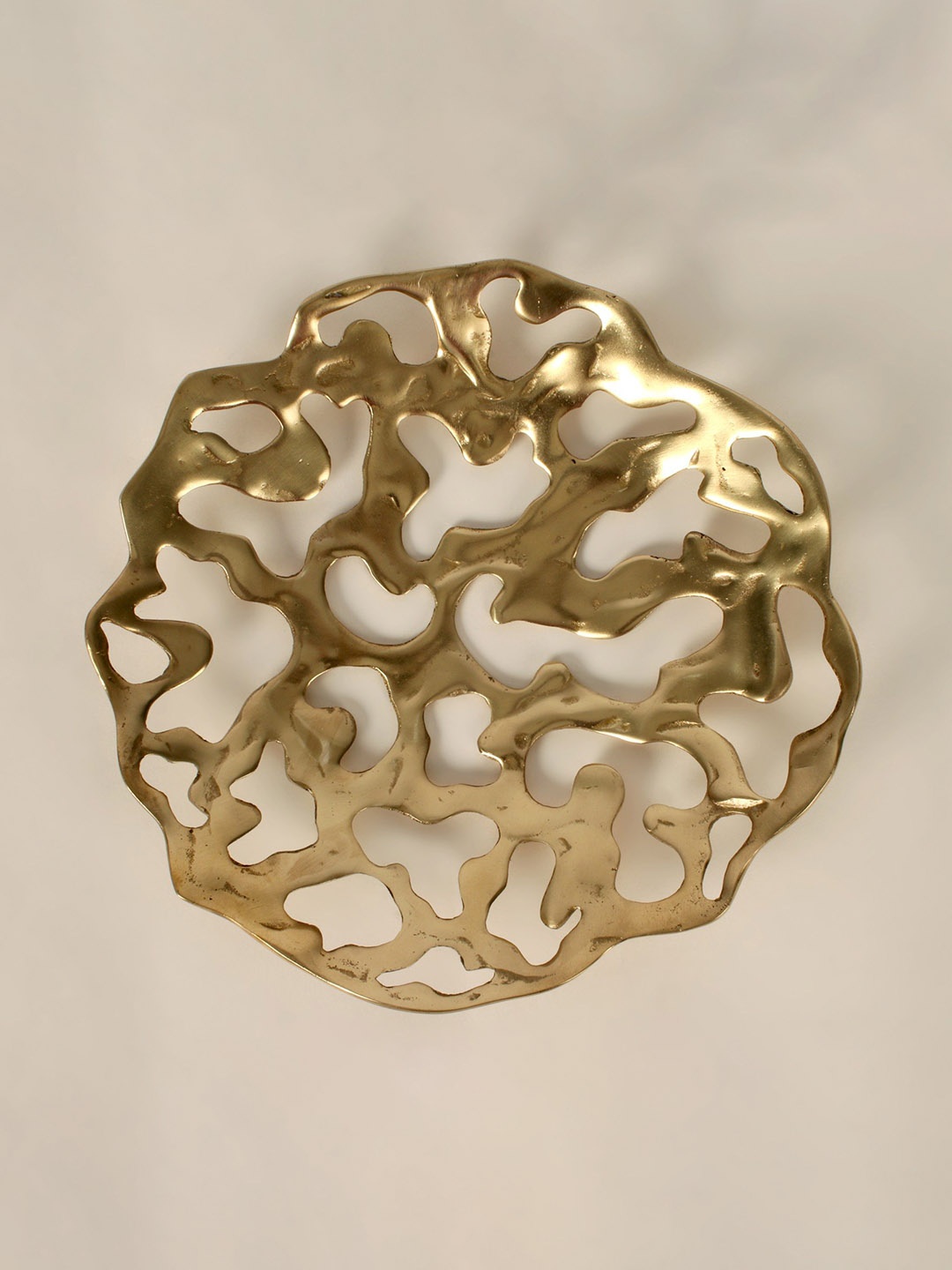

Exotic India 11" Designer Fruit Bowl in Brass, Gold