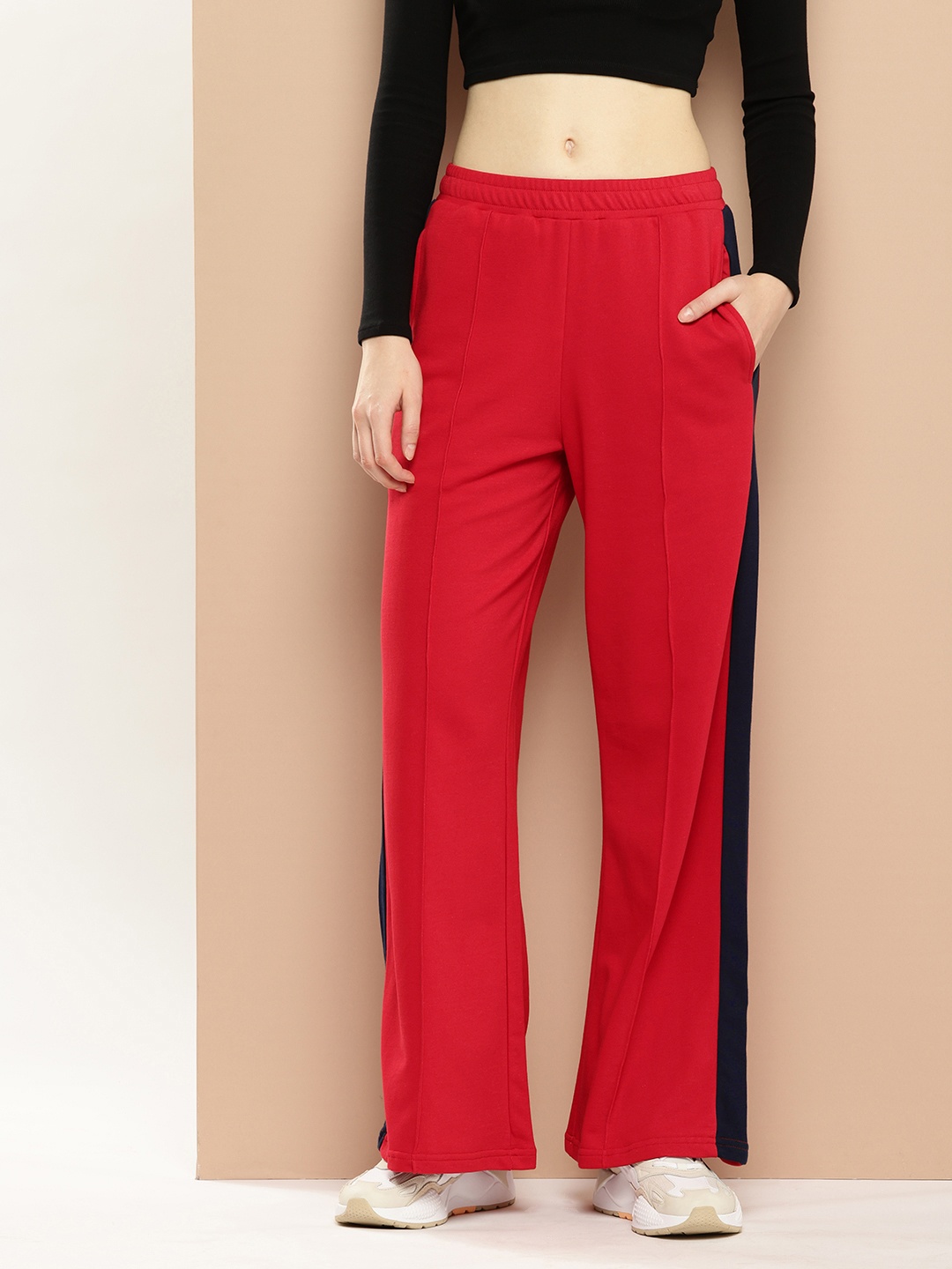 

Difference of Opinion Women Ultra Soft Drapey Cotton Extra Baggy Korean Pant, Red