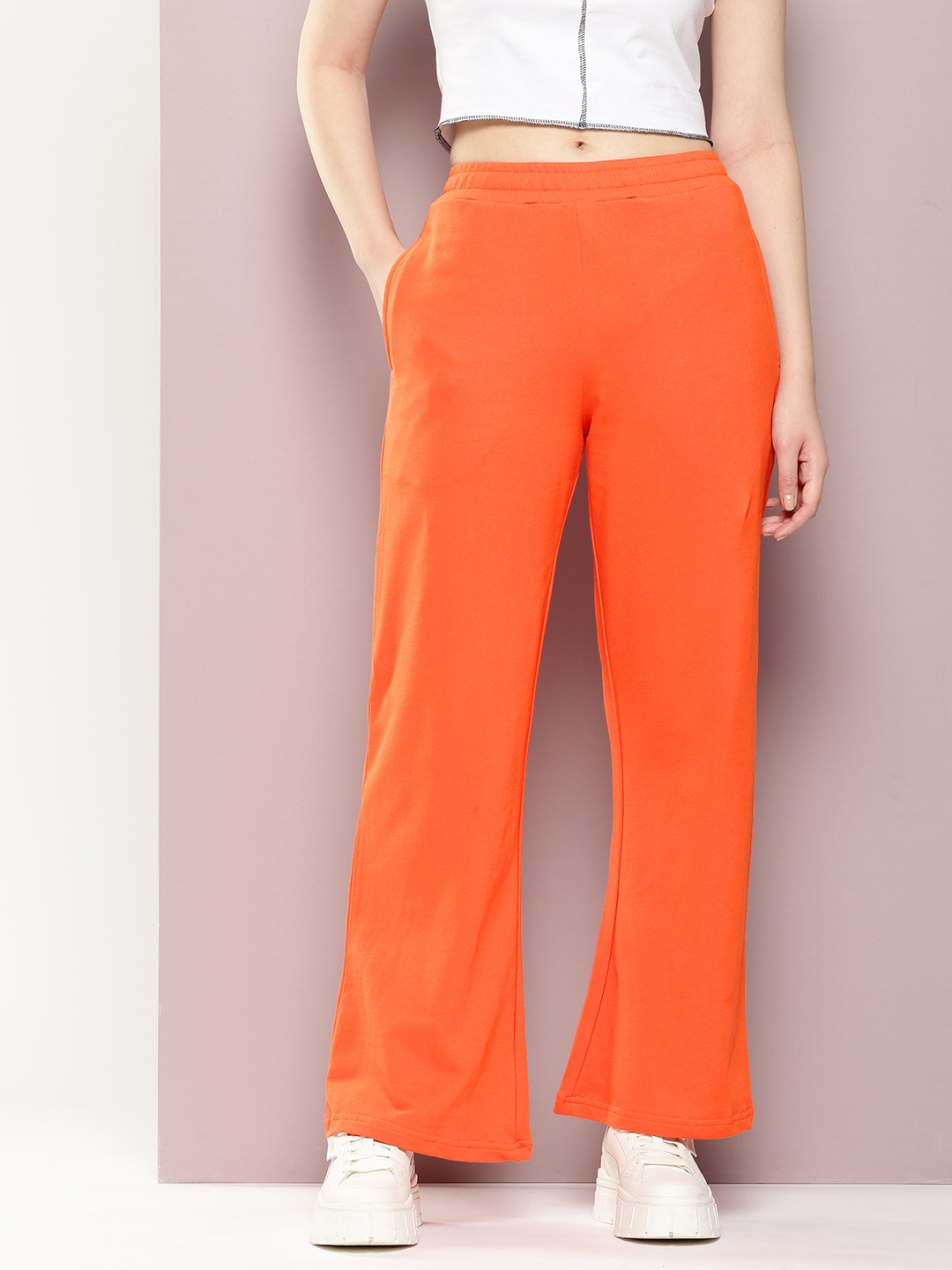 

DILLINGER Women Ultra Soft Drapey Cotton Extra Baggy Korean Pant, Orange