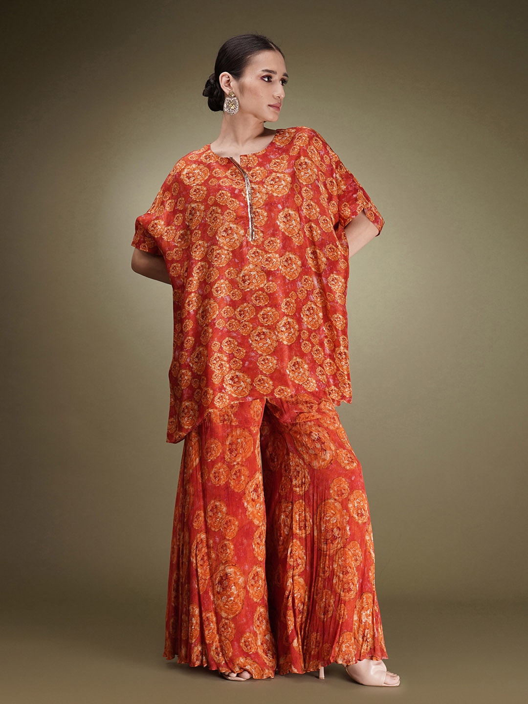 

Breathe by Aakanksha Singh Ceremony Plus Size Printed Tunic & Trousers, Orange
