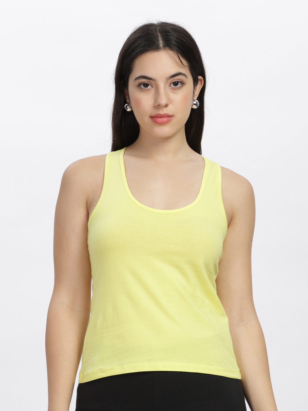 

DOMIN8 Women Sleeveless Razer Back Running Tank Top, Yellow