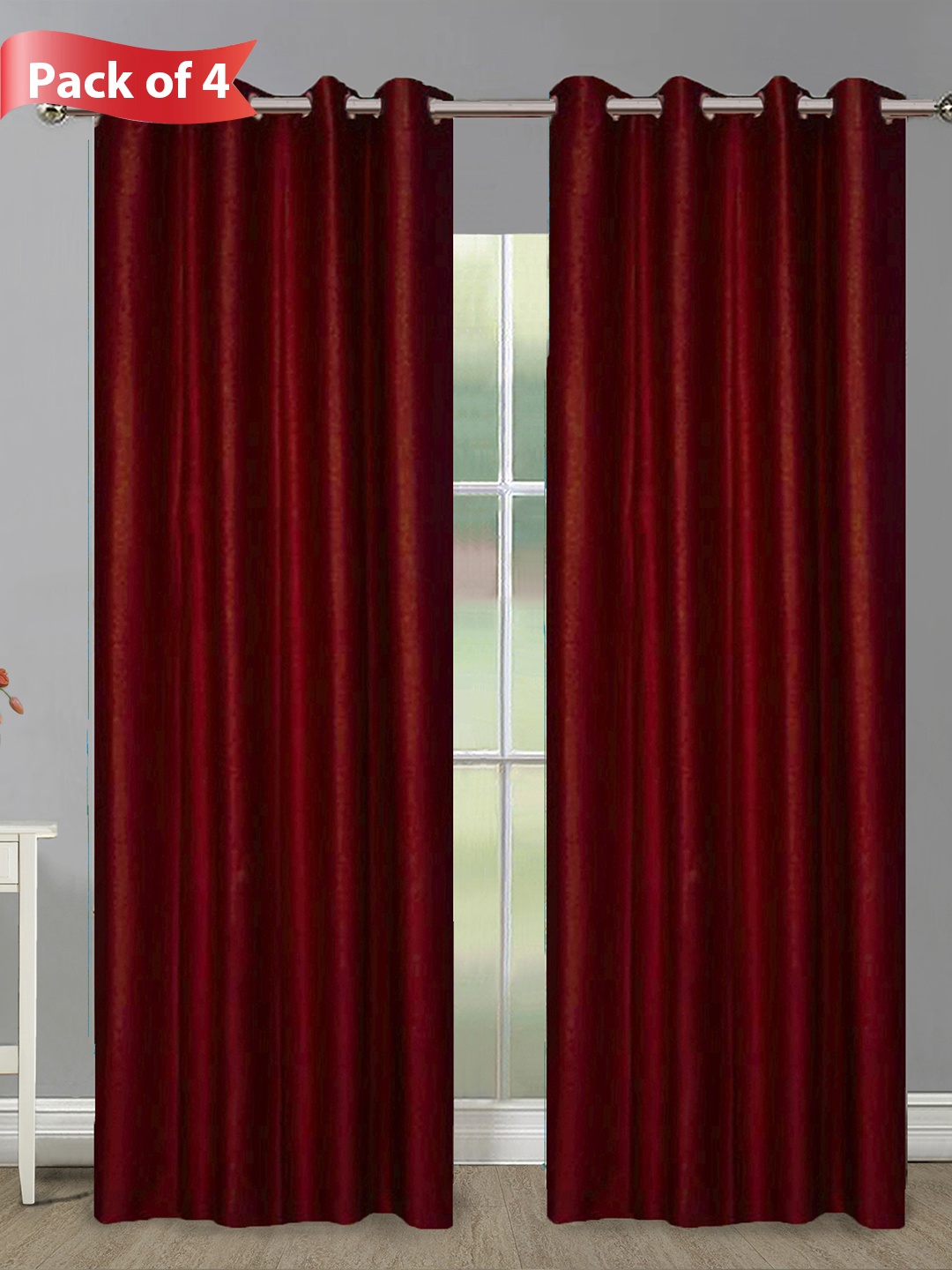 

Aura Red 4 Pieces Room Darkening Door Curtains