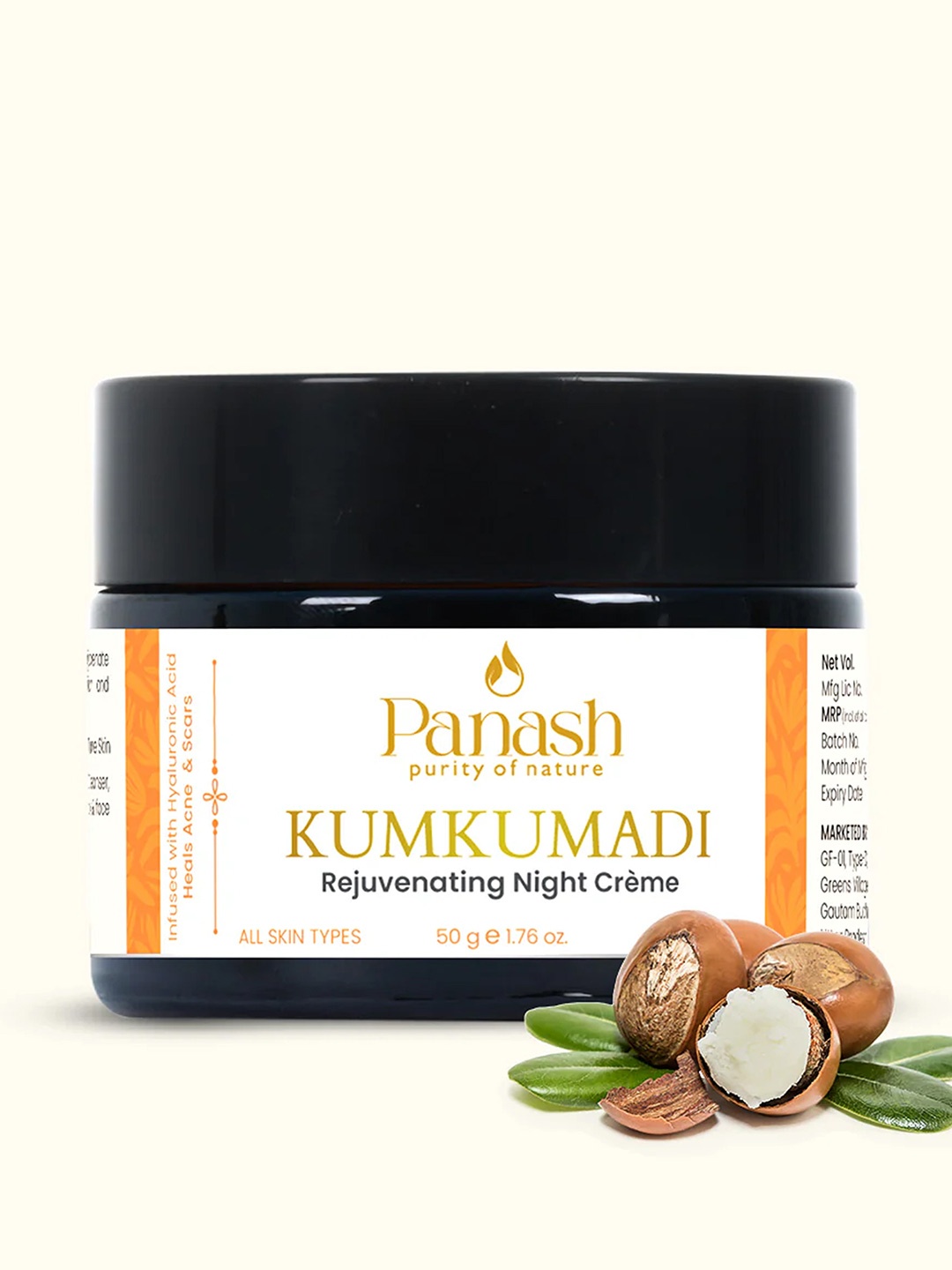 

PANASH Anti Ageing Kumkumadi Rejuvenating Night Cream With Hyaluronic Acid-50g, White