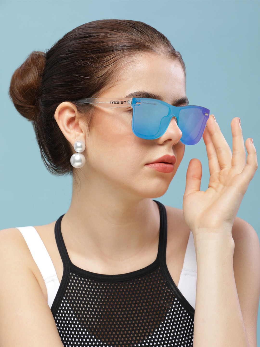 

RESIST EYEWEAR Unisex Polarised and UV Protected Wayfarer Sunglass FLATONICS WF AQUA5, Blue