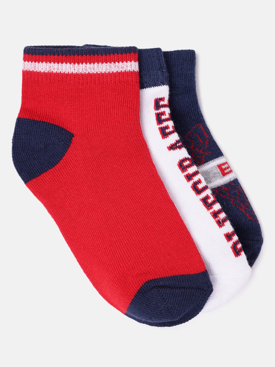 

Blue Giraffe Boys Pack Of 3 Patterned Ankle-Length Socks, Red