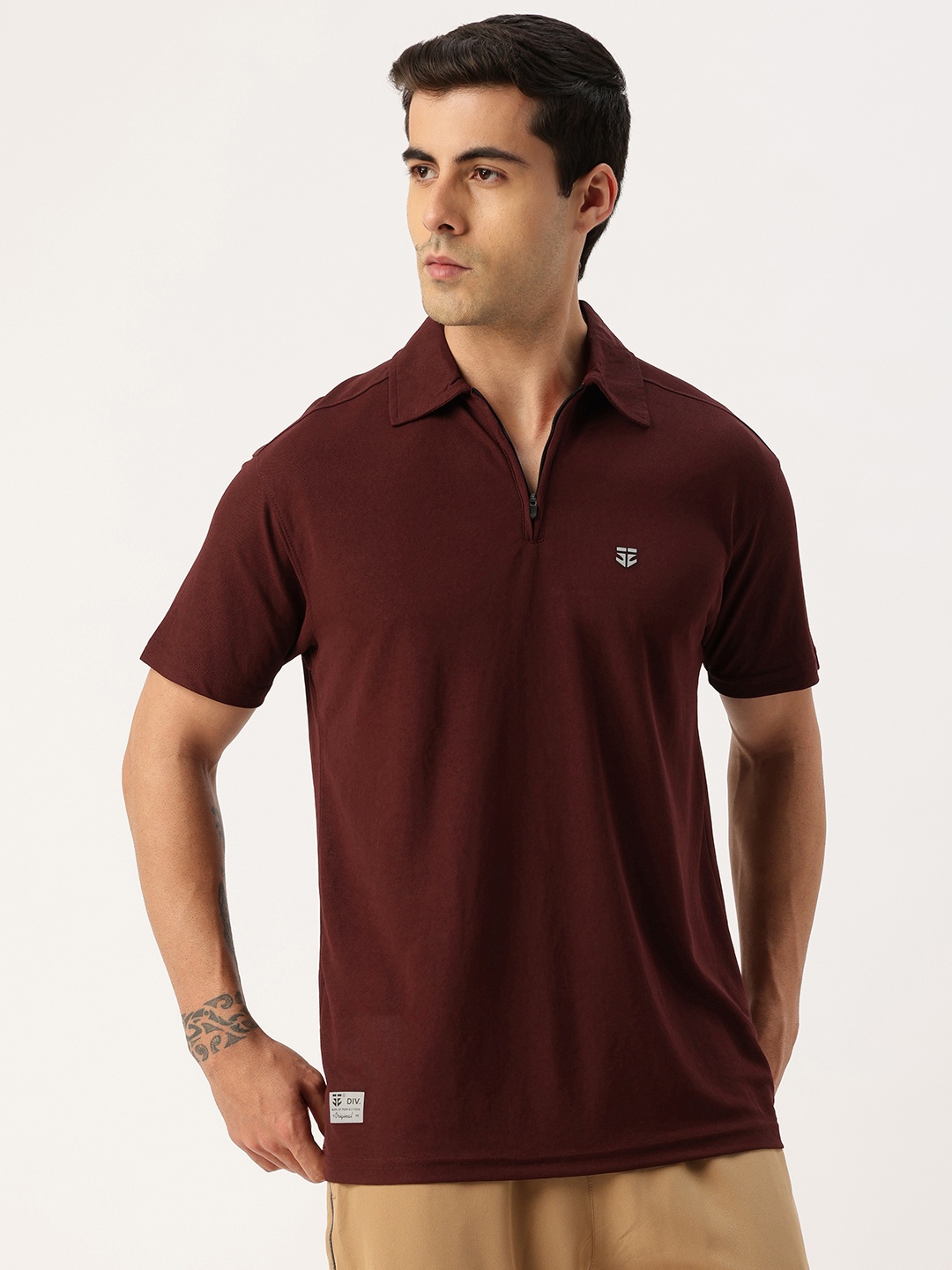 

Sports52 wear Polo Collar Dri-FIT Running Sports T-shirt, Brown
