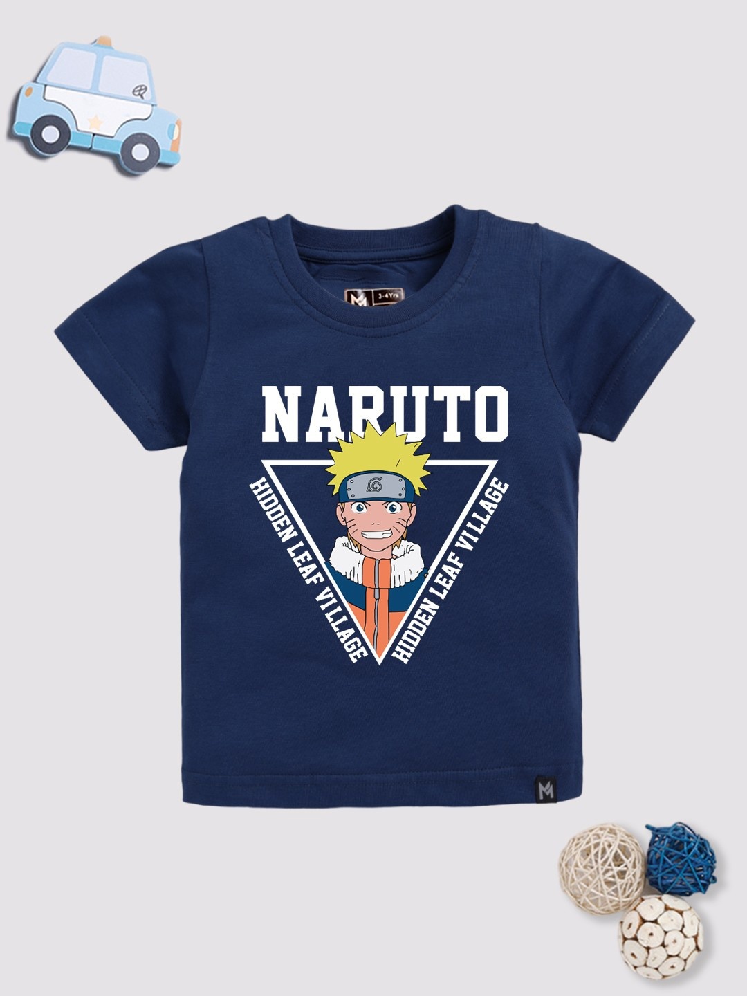 

YK X Minute Mirth Boys Pure Cotton Naruto Printed T-shirt, Navy blue