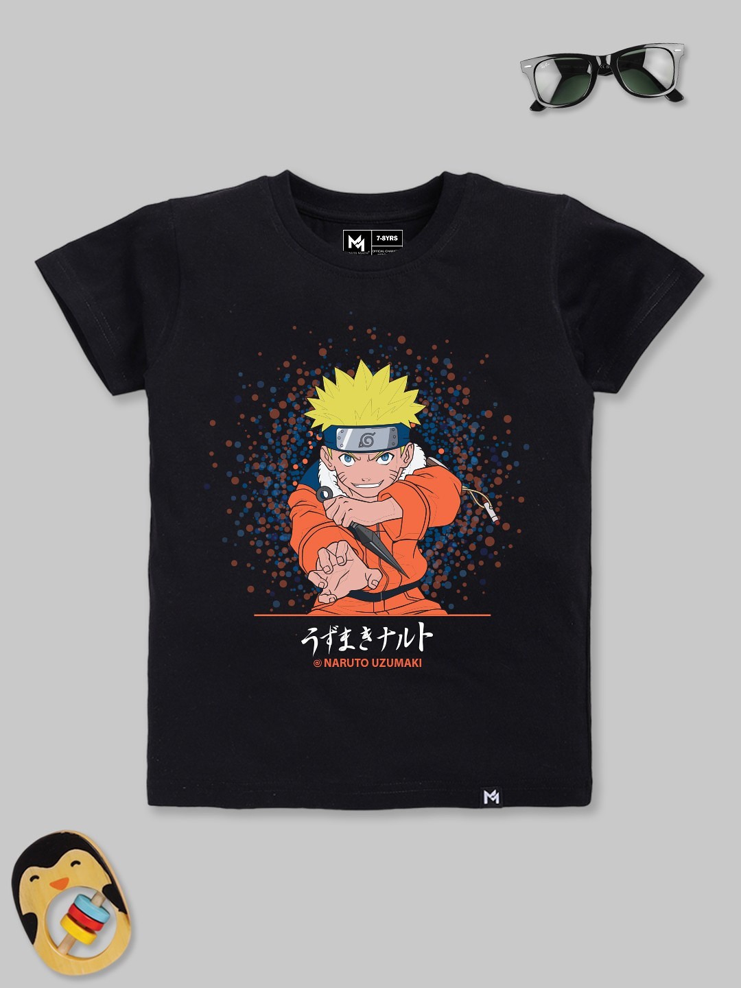 

YK X Minute Mirth Boys Naruto Printed Pure Cotton T-shirt, Black