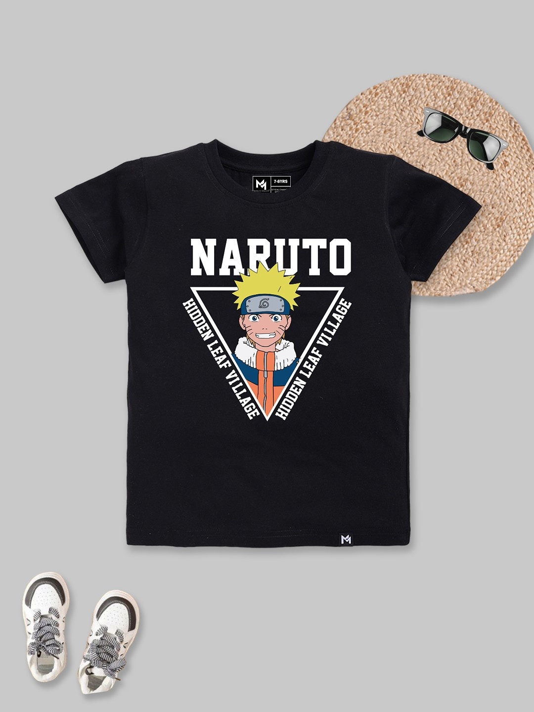 

YK X Minute Mirth Boys Naruto Printed Pure Cotton T-shirt, Black