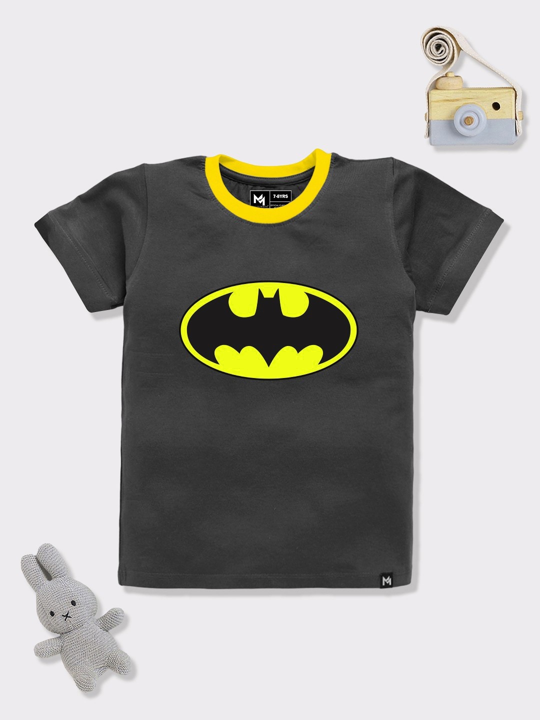 

YK X Minute Mirth Boys Batman Printed T-shirt, Charcoal