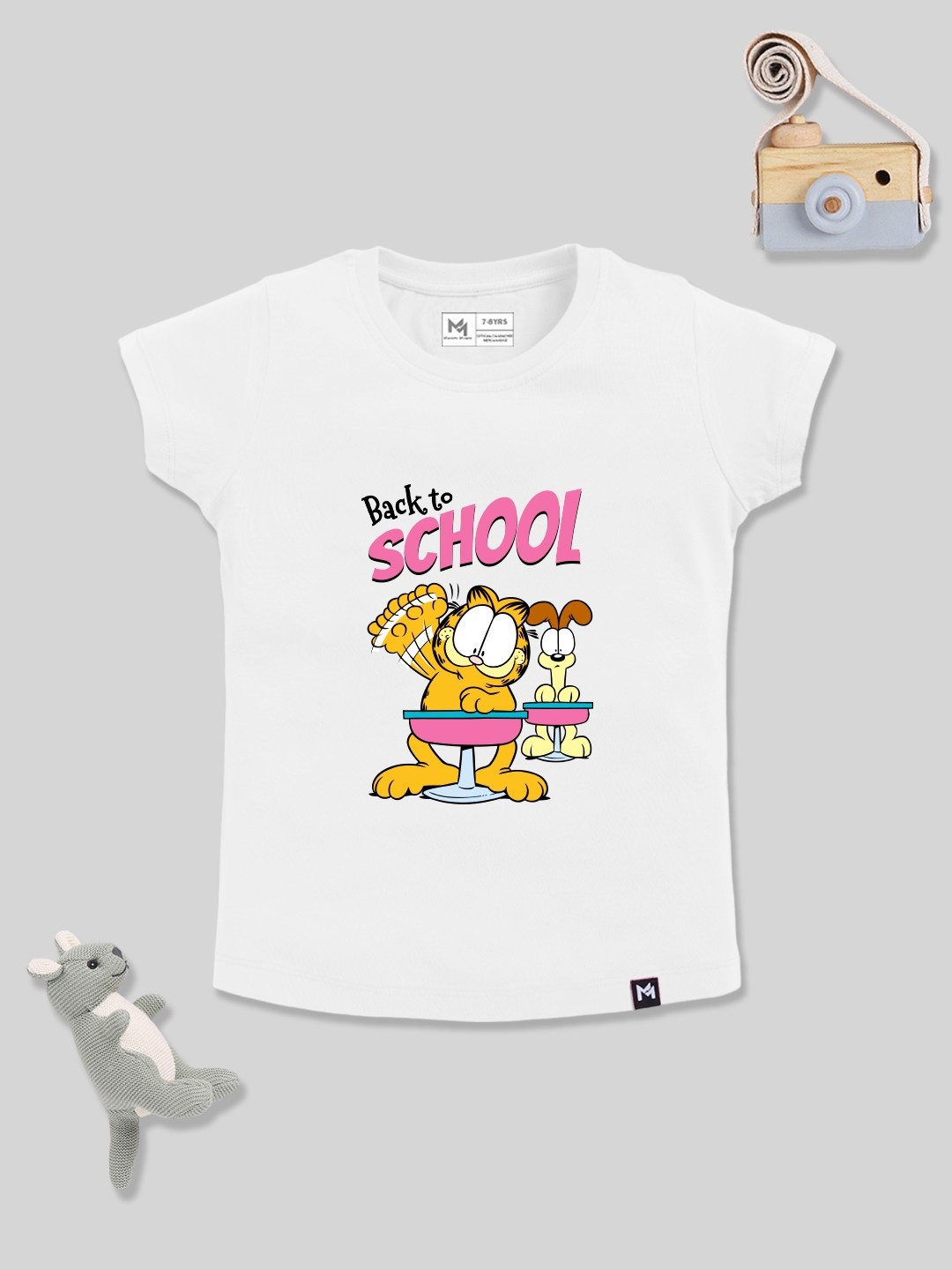 

YK X Minute Mirth Girls Garfield Printed Pure Cotton T-shirt, White