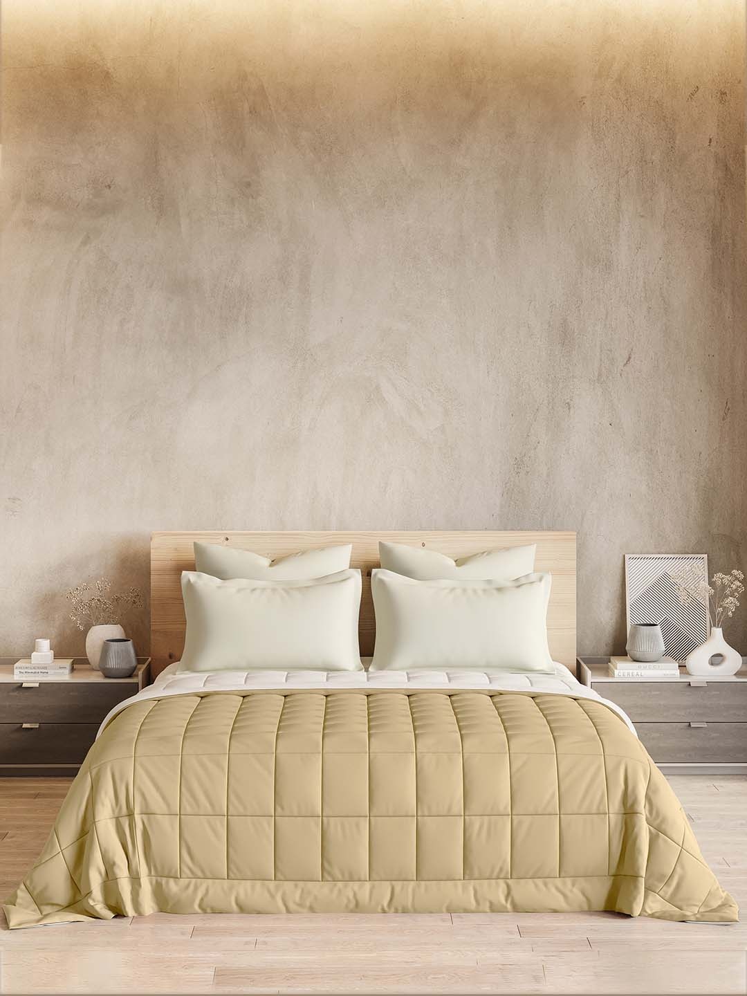 DDecor Beige AC Room 120 GSM Double Bed Quilt