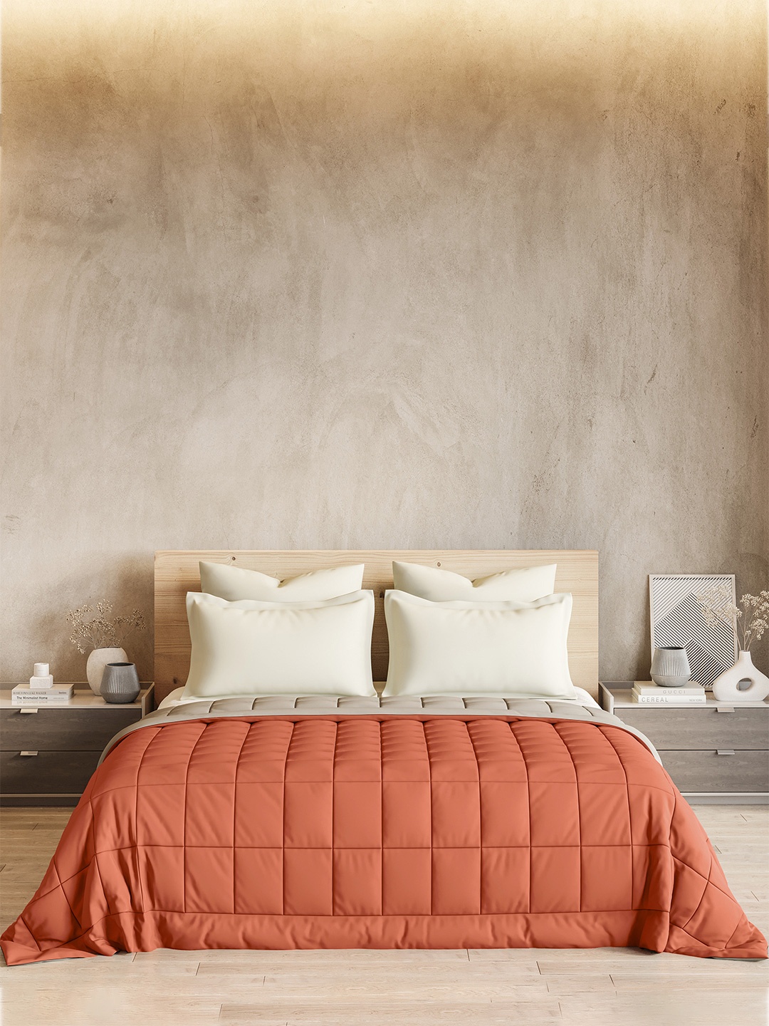 

DDecor Orange AC Room 120 GSM Double Bed Quilt