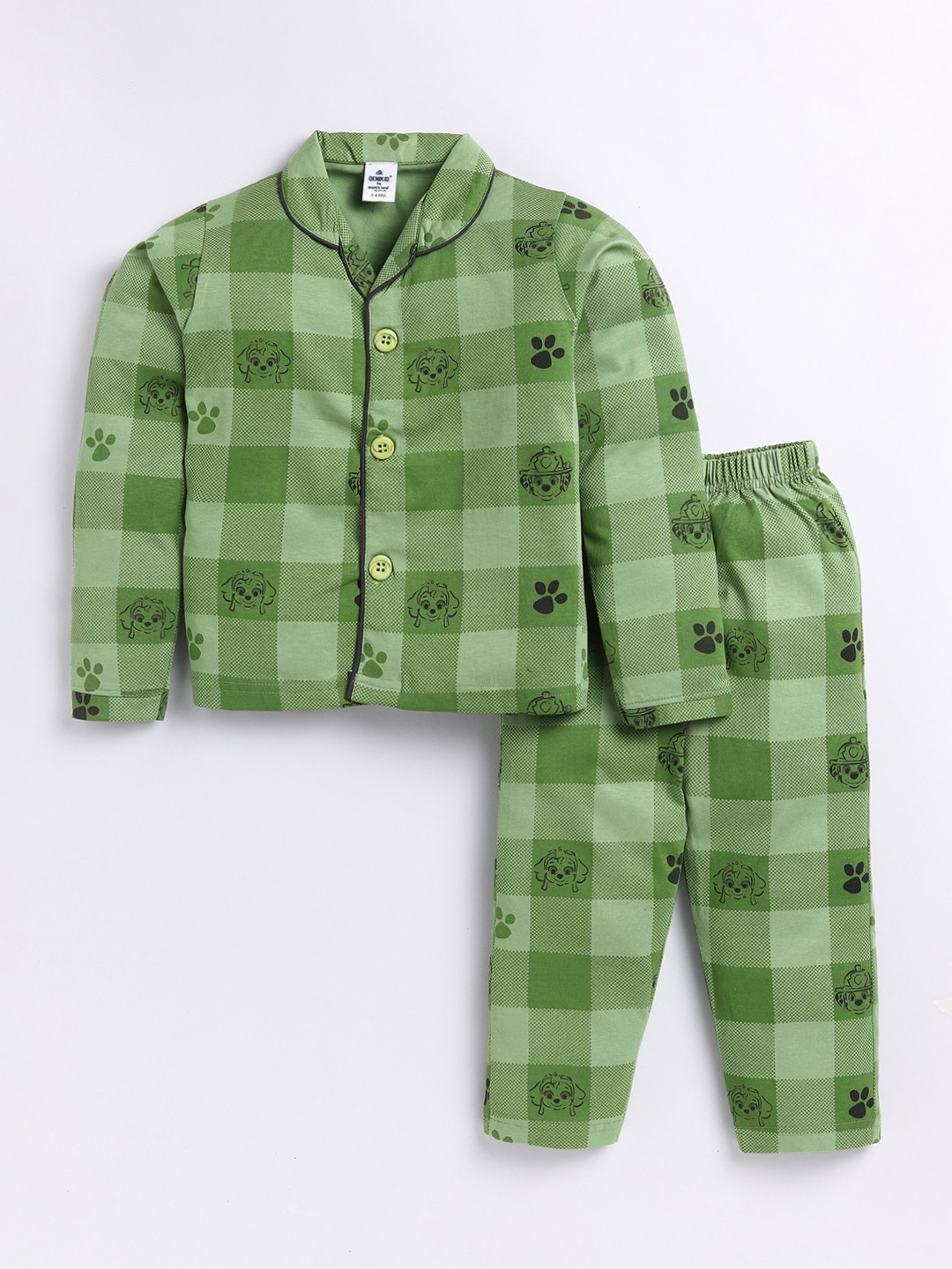 

Here&Now X Denikid Boys Cotton Checked Shirt with Trousers, Green