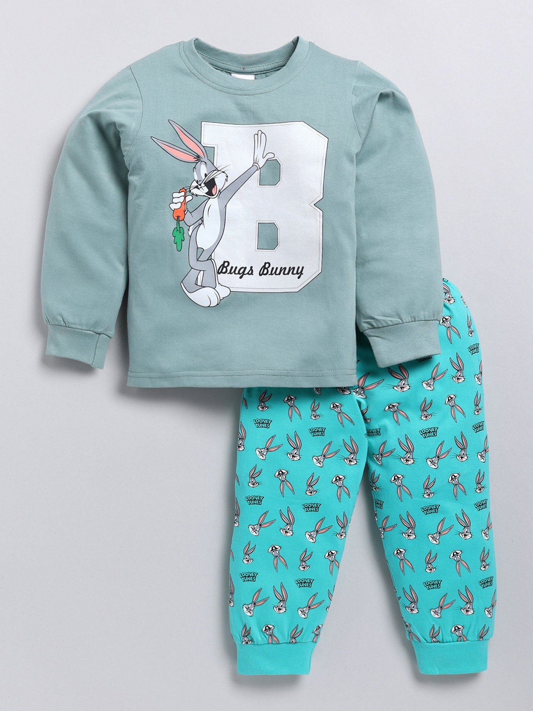 

Here&Now X Denikid Girls Looney Tunes Printed Pure Cotton T-shirt & Joggers, Green