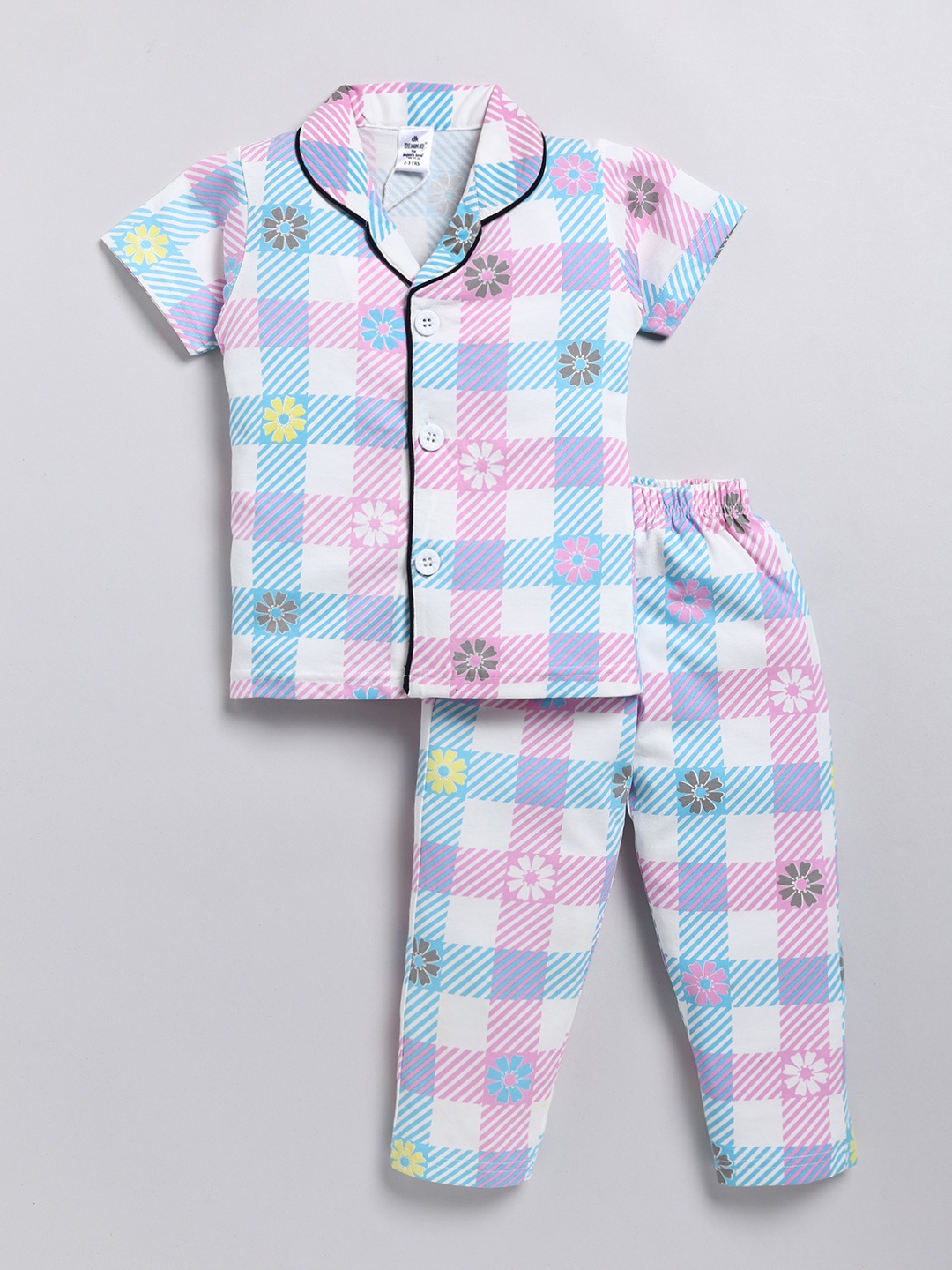 

Here&Now X Denikid Girls Checked Pure Cotton Shirt with Trousers, Multi